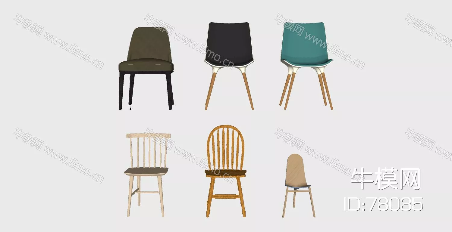 AMERICAN CHAIRS - SKETCHUP 3D MODEL - VRAY - 78035