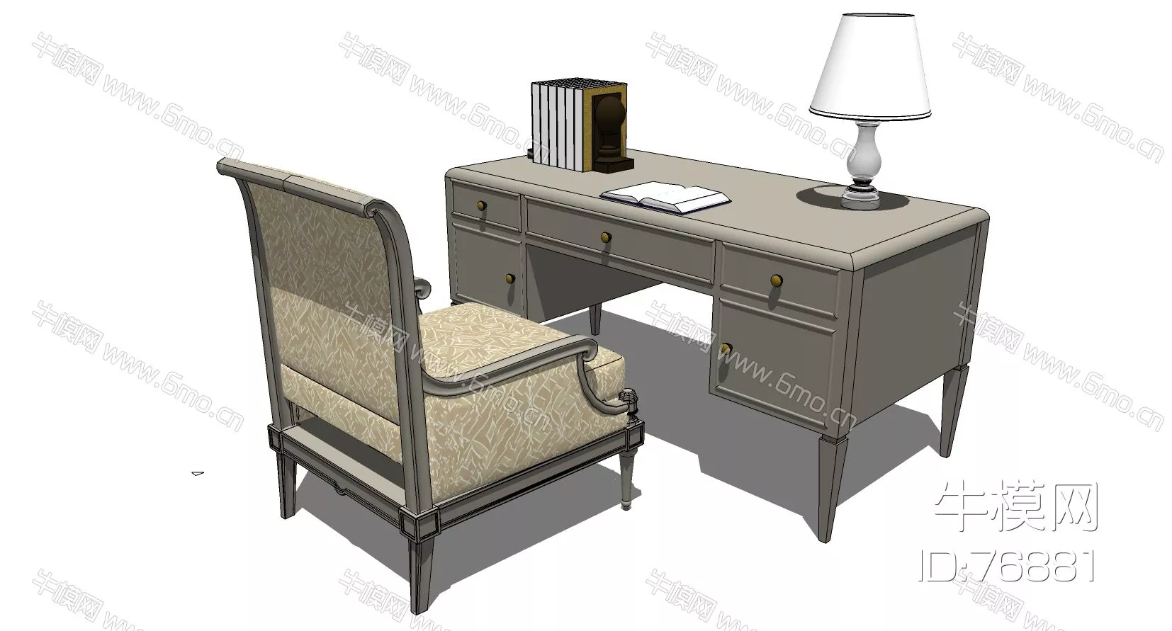 AMERICAN DESK - SKETCHUP 3D MODEL - ENSCAPE - 76881