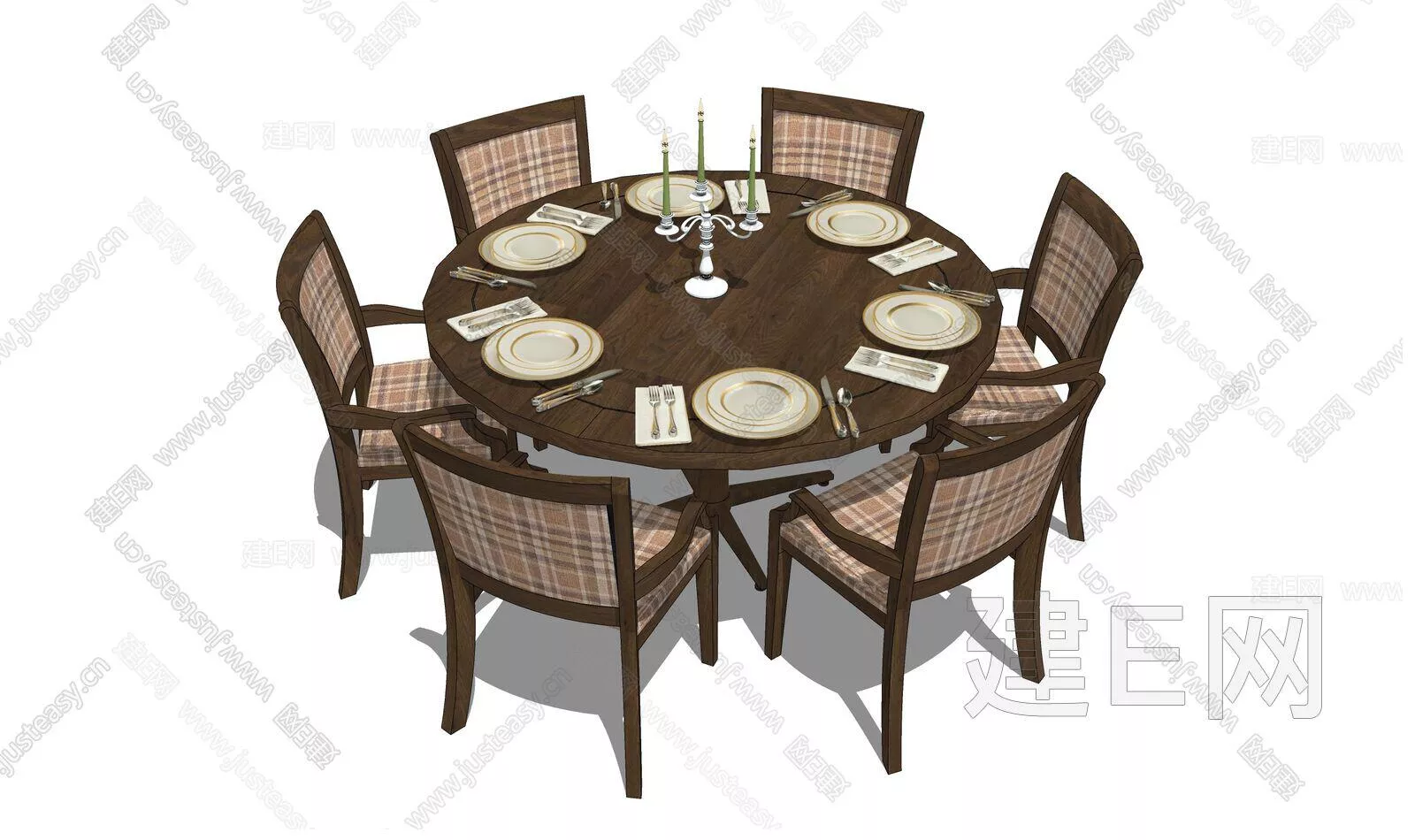 AMERICAN DINING TABLE SET - SKETCHUP 3D MODEL - ENSCAPE - 111755702