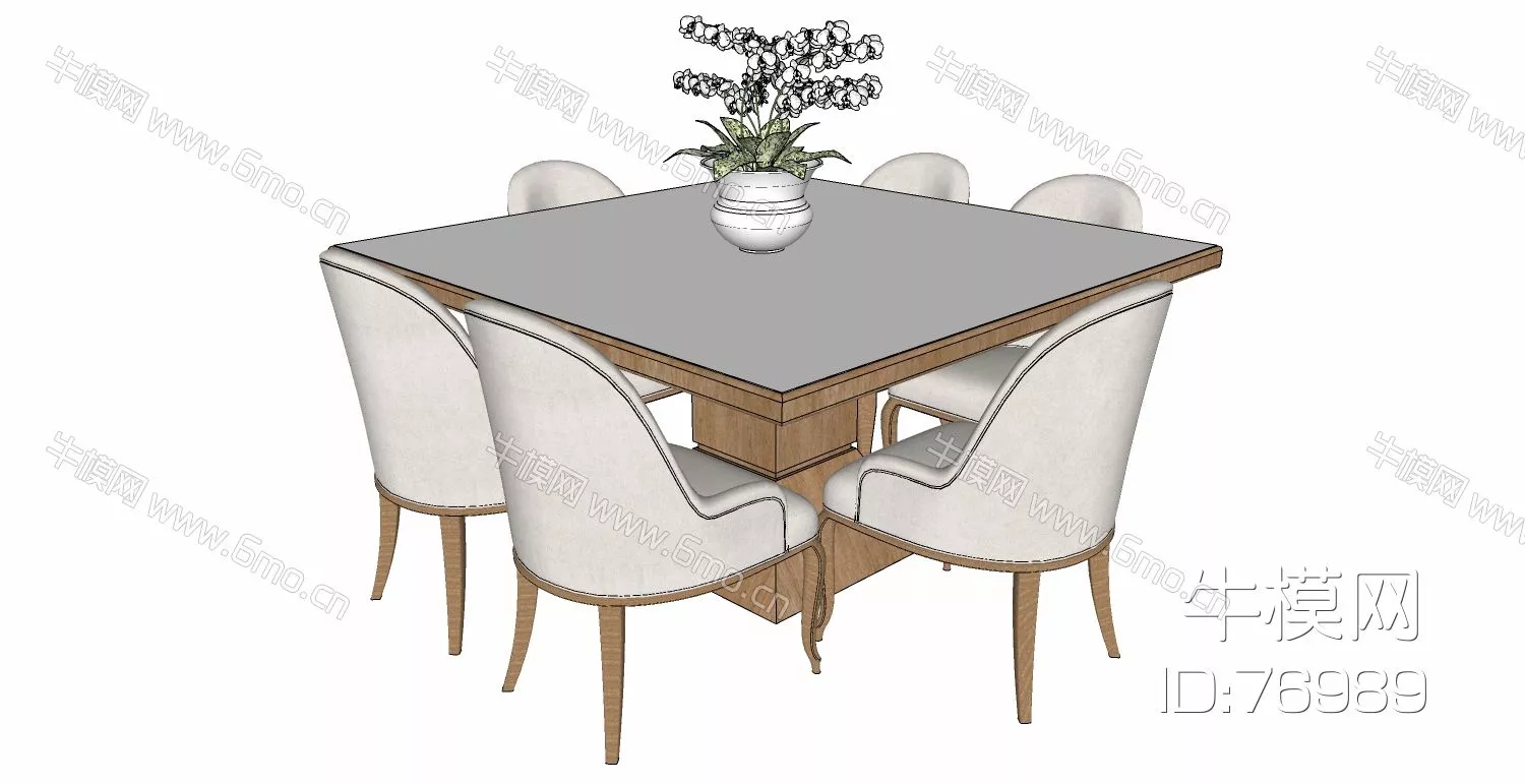 AMERICAN DINING TABLE SET - SKETCHUP 3D MODEL - ENSCAPE - 76989