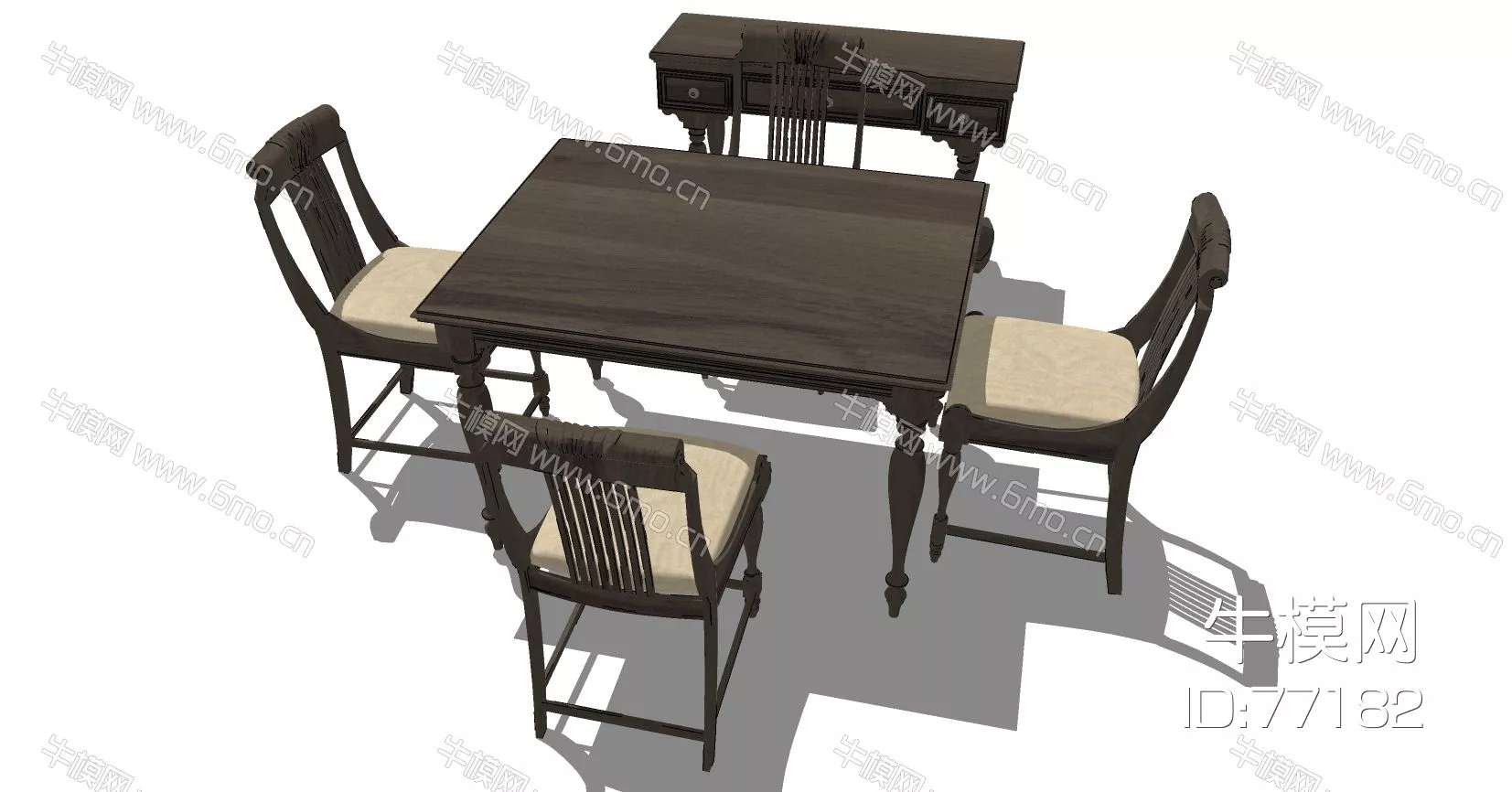 AMERICAN DINING TABLE SET - SKETCHUP 3D MODEL - ENSCAPE - 77182
