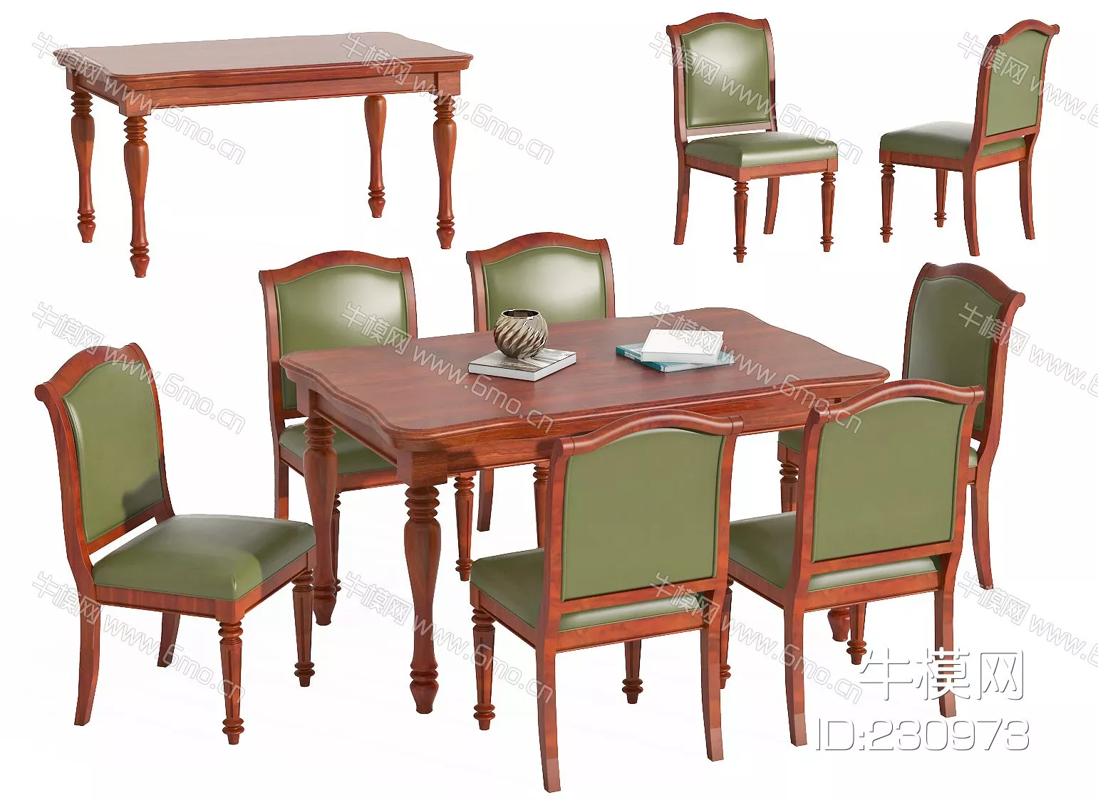 AMERICAN DINING TABLE SET - SKETCHUP 3D MODEL - VRAY - 230973