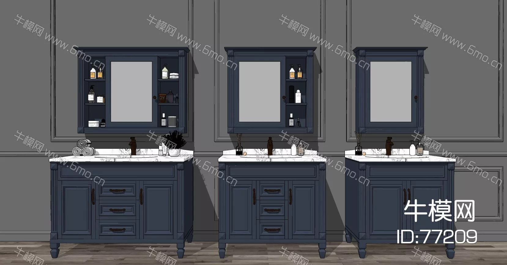 AMERICAN DRESSING TABLE - SKETCHUP 3D MODEL - ENSCAPE - 77209