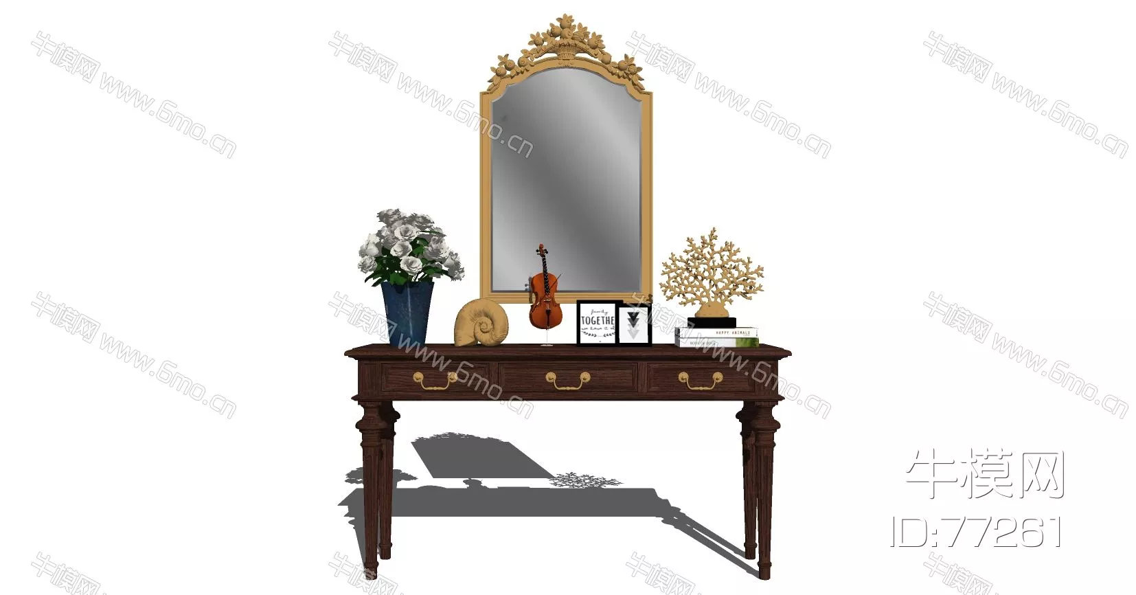 AMERICAN DRESSING TABLE - SKETCHUP 3D MODEL - ENSCAPE - 77261