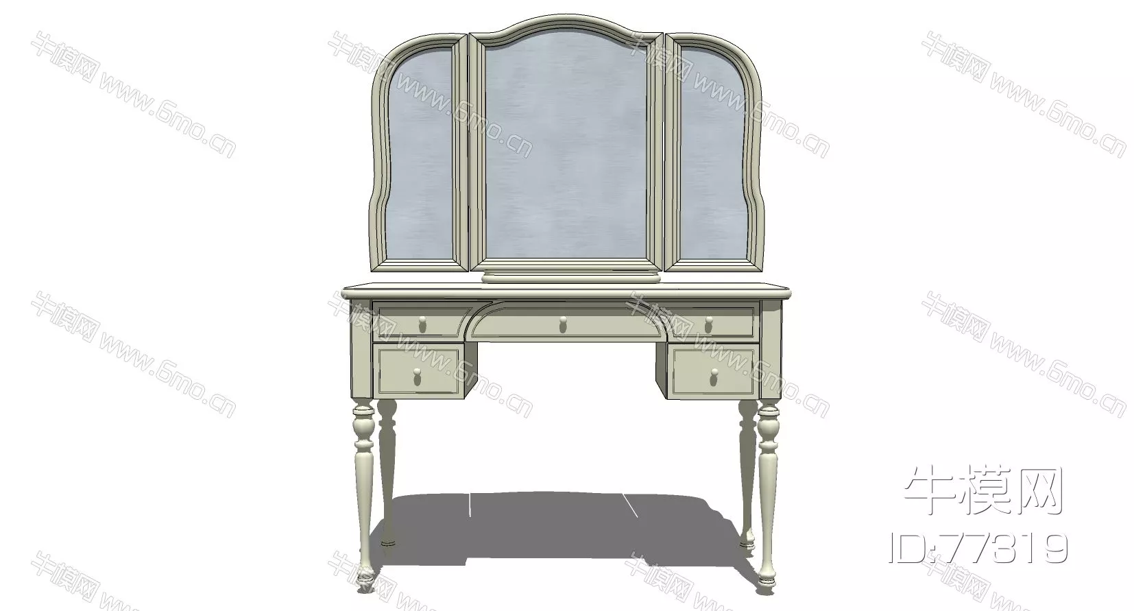 AMERICAN DRESSING TABLE - SKETCHUP 3D MODEL - ENSCAPE - 77319