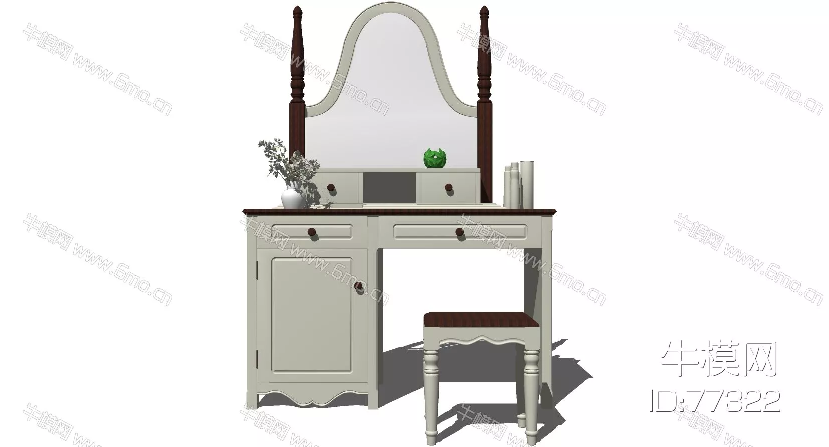 AMERICAN DRESSING TABLE - SKETCHUP 3D MODEL - ENSCAPE - 77322