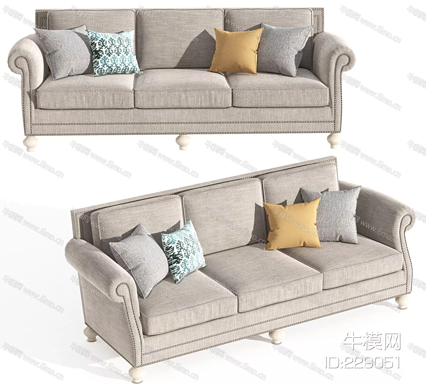 AMERICAN SOFA - SKETCHUP 3D MODEL - VRAY - 229051