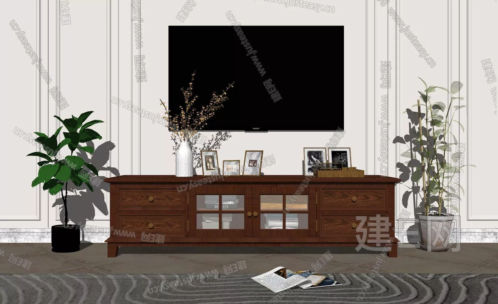 AMERICAN TV CABINET - SKETCHUP 3D MODEL - ENSCAPE - 111886669