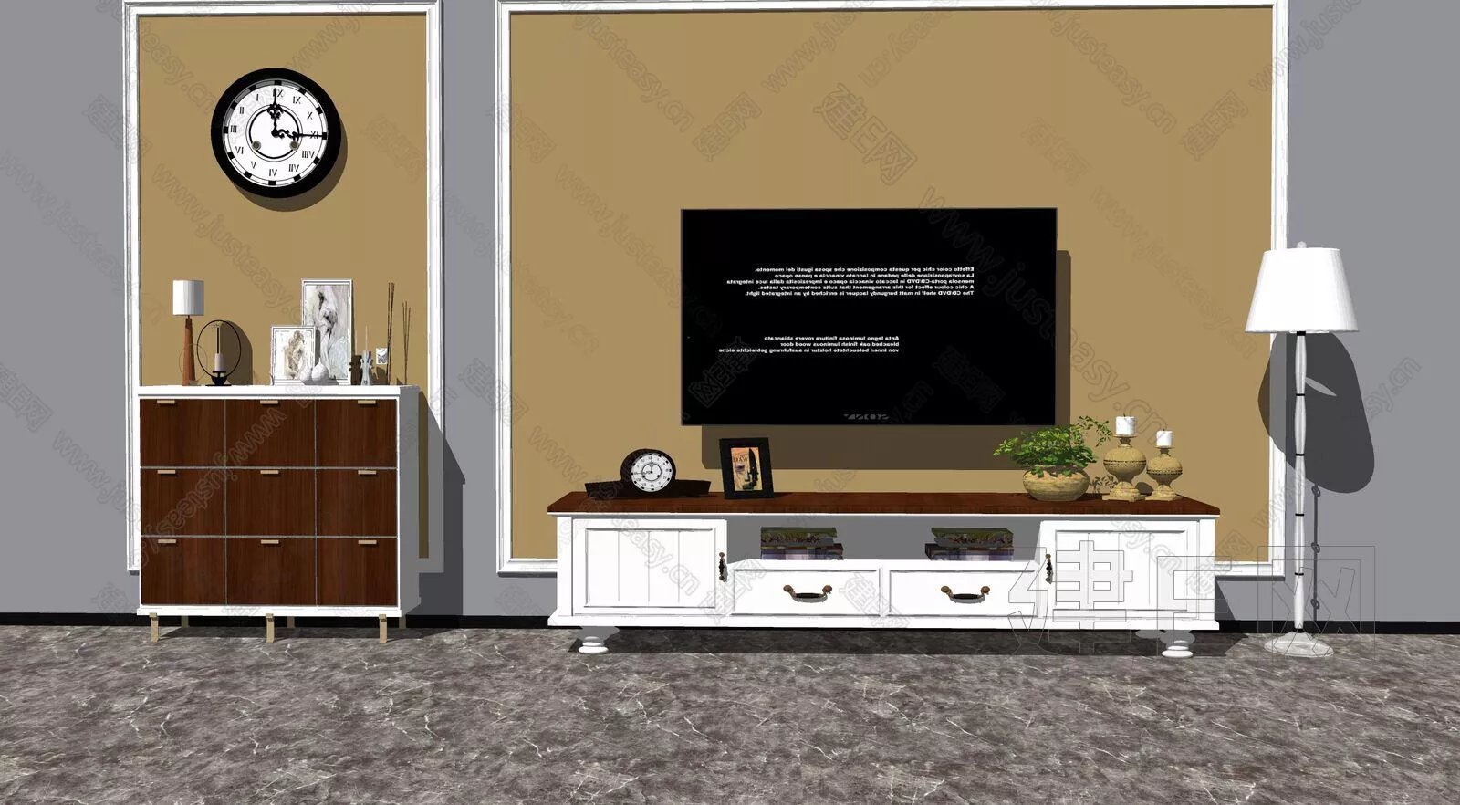 AMERICAN TV CABINET - SKETCHUP 3D MODEL - ENSCAPE - 112345405