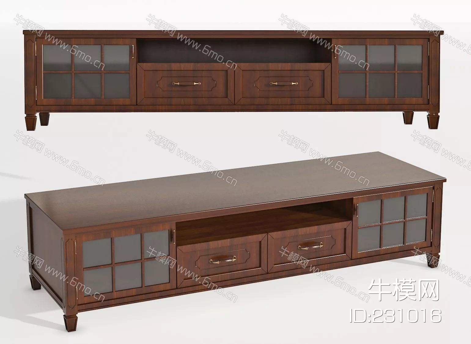 AMERICAN TV CABINET - SKETCHUP 3D MODEL - VRAY - 231016