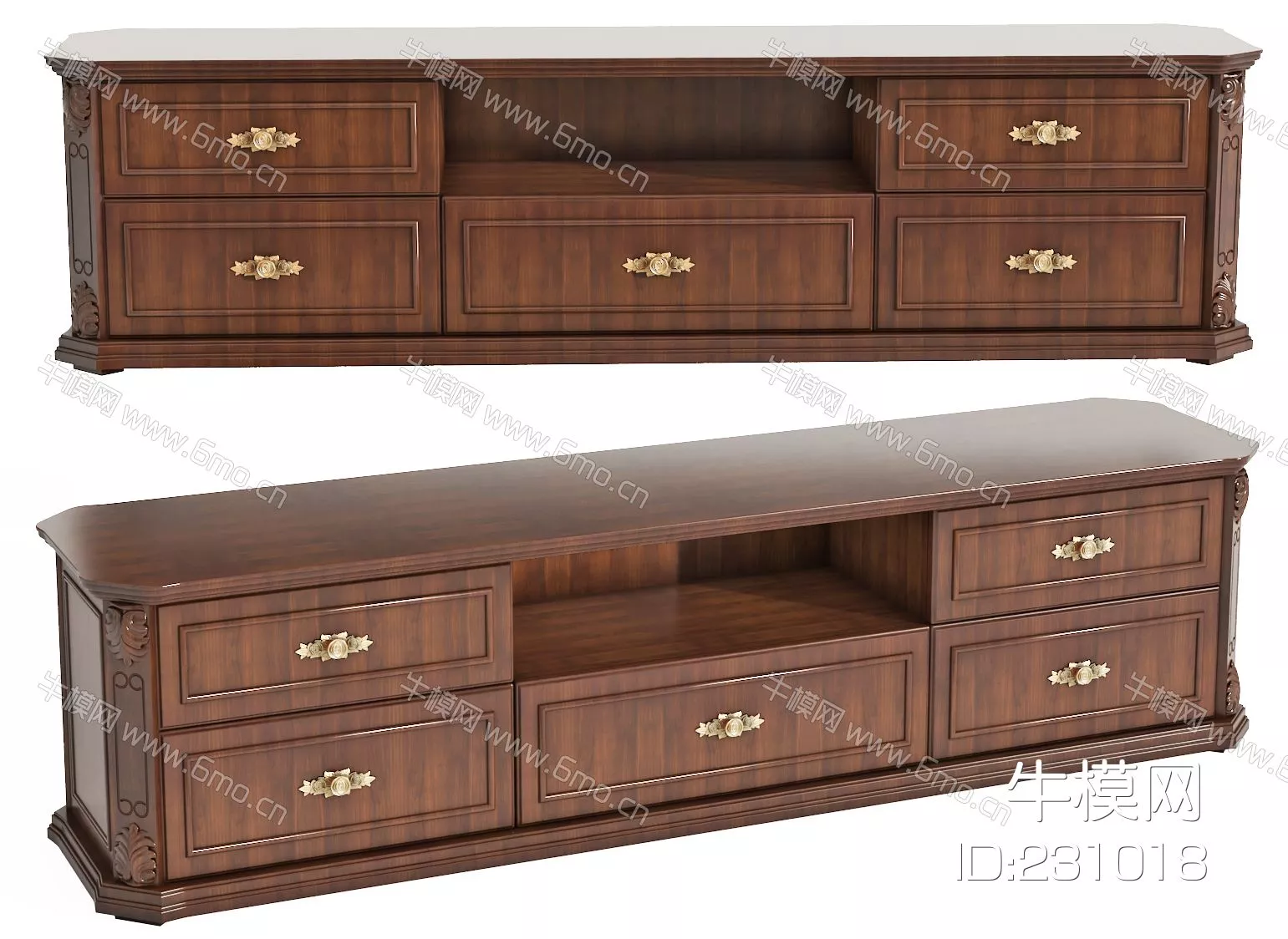 AMERICAN TV CABINET - SKETCHUP 3D MODEL - VRAY - 231018