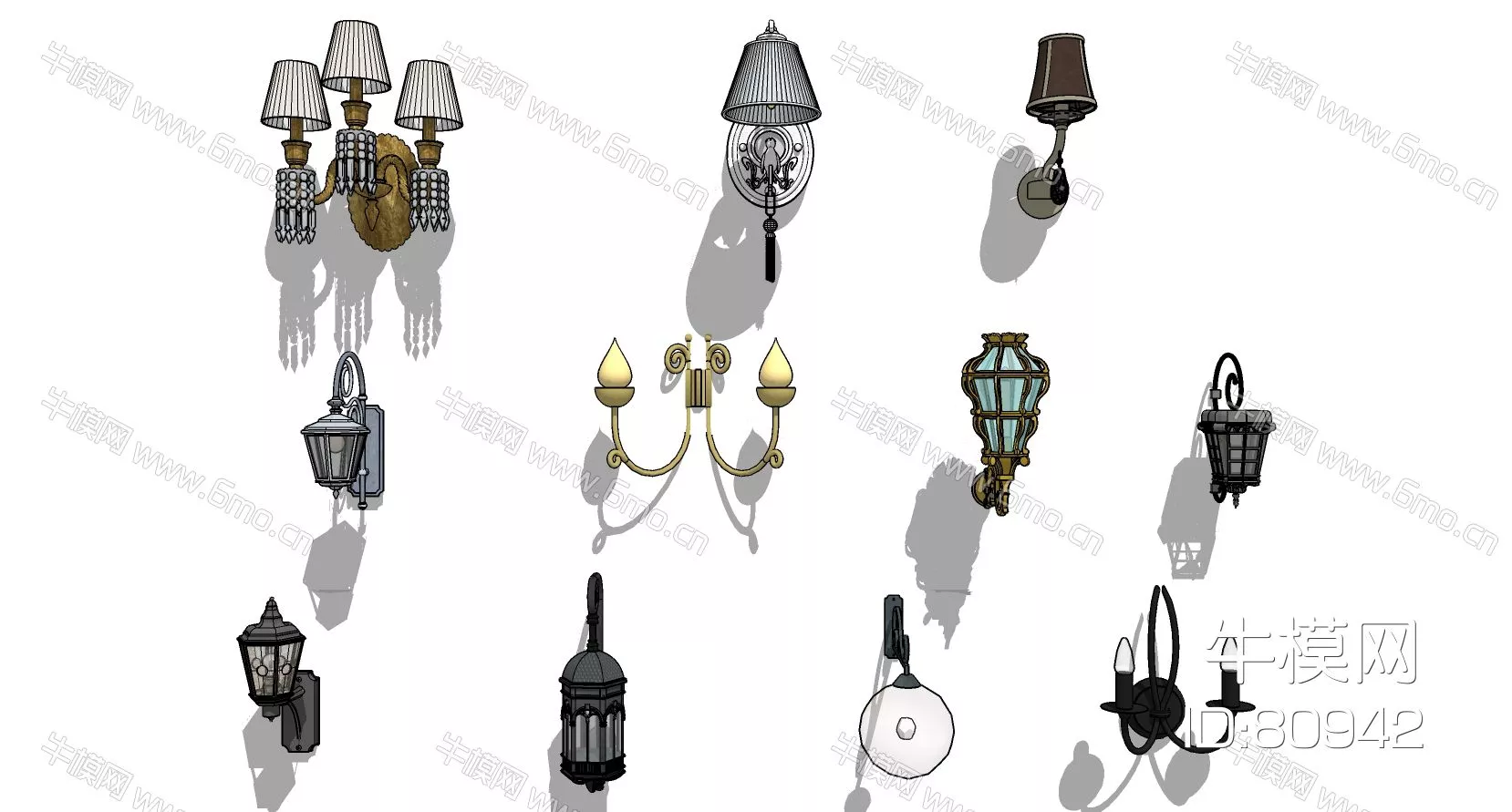 AMERICAN WALL LAMP - SKETCHUP 3D MODEL - ENSCAPE - 80942