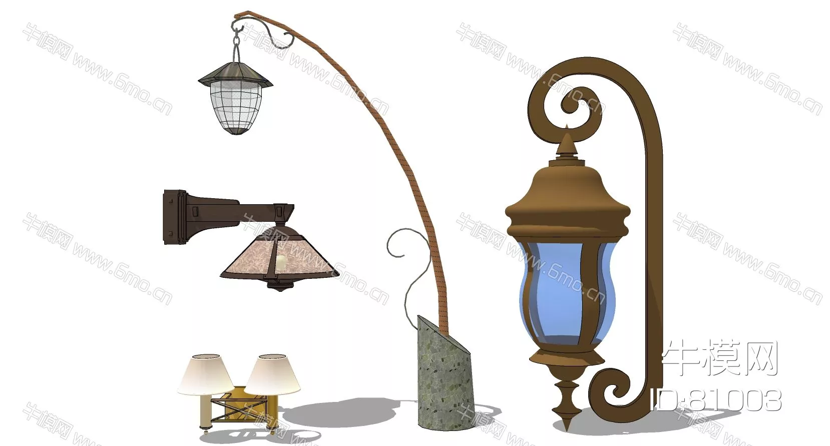 AMERICAN WALL LAMP - SKETCHUP 3D MODEL - ENSCAPE - 81003