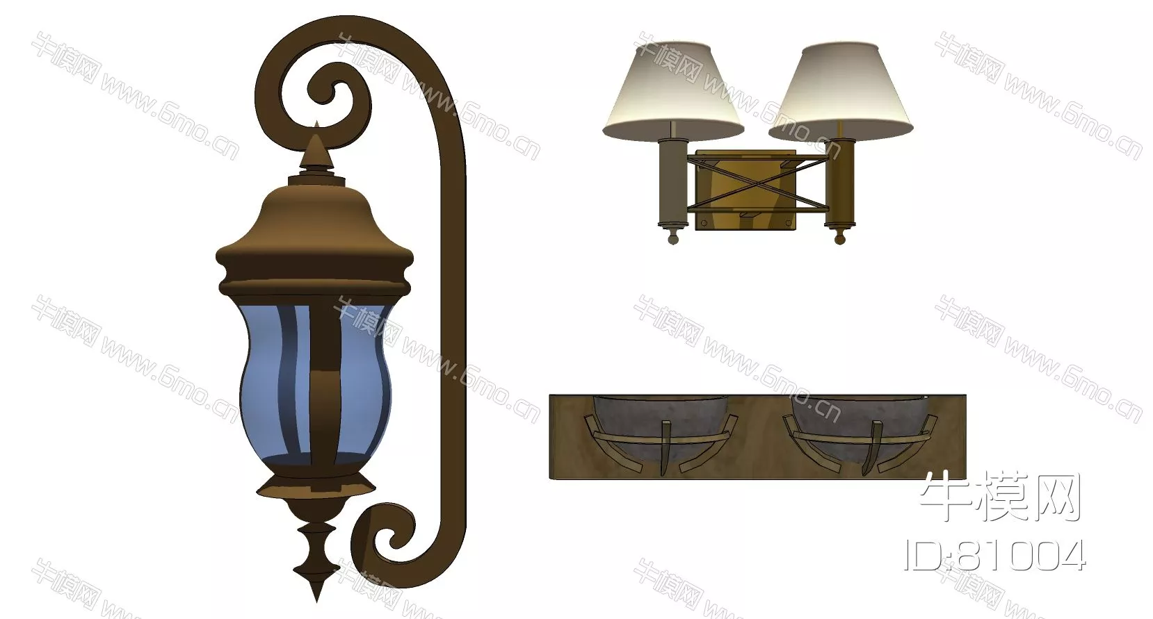 AMERICAN WALL LAMP - SKETCHUP 3D MODEL - ENSCAPE - 81004