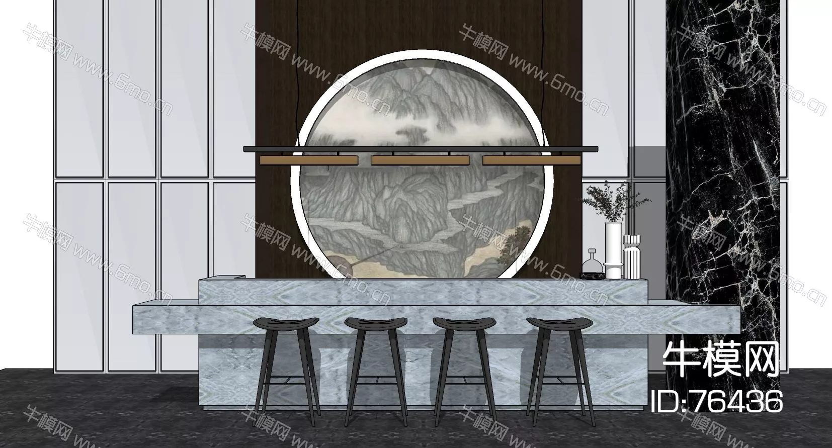 CHINESE BAR COUNTER - SKETCHUP 3D MODEL - ENSCAPE - 76436