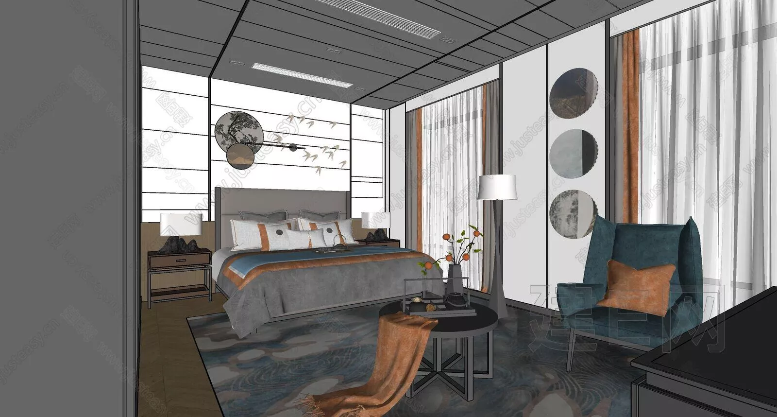 CHINESE BEDROOM - SKETCHUP 3D SCENE - ENSCAPE - 104416210