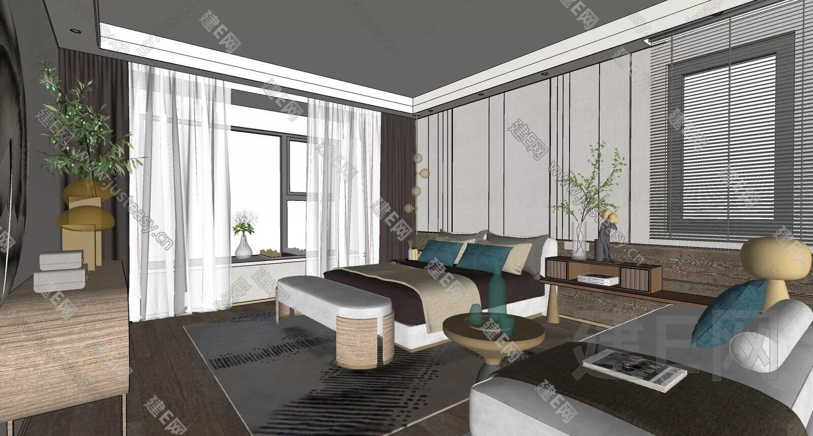 CHINESE BEDROOM - SKETCHUP 3D SCENE - ENSCAPE - 104416226