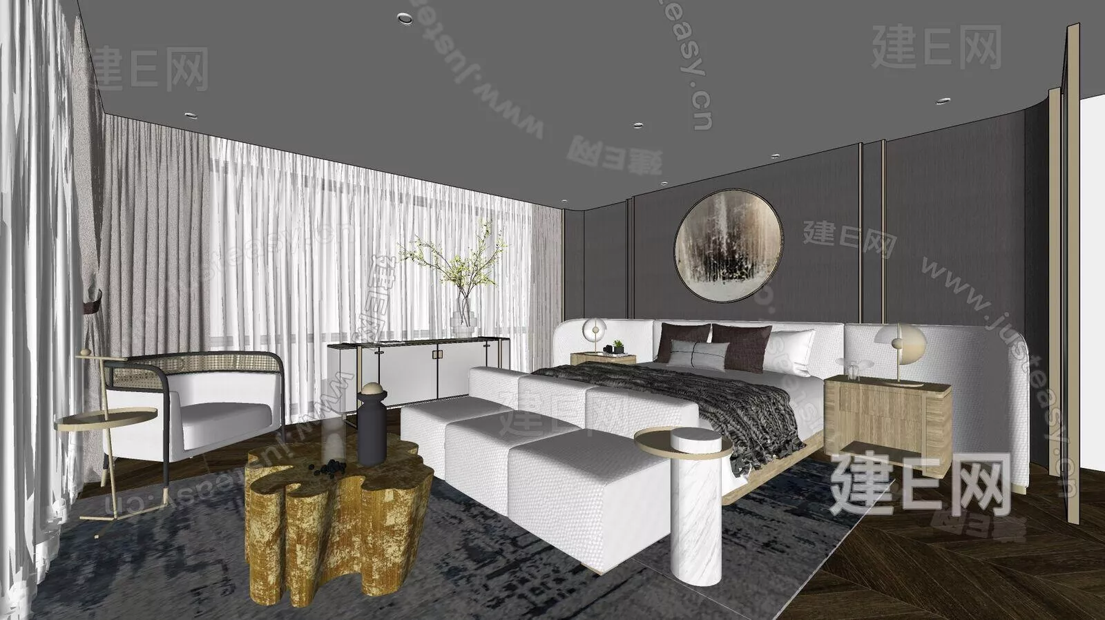 CHINESE BEDROOM - SKETCHUP 3D SCENE - ENSCAPE - 107037555