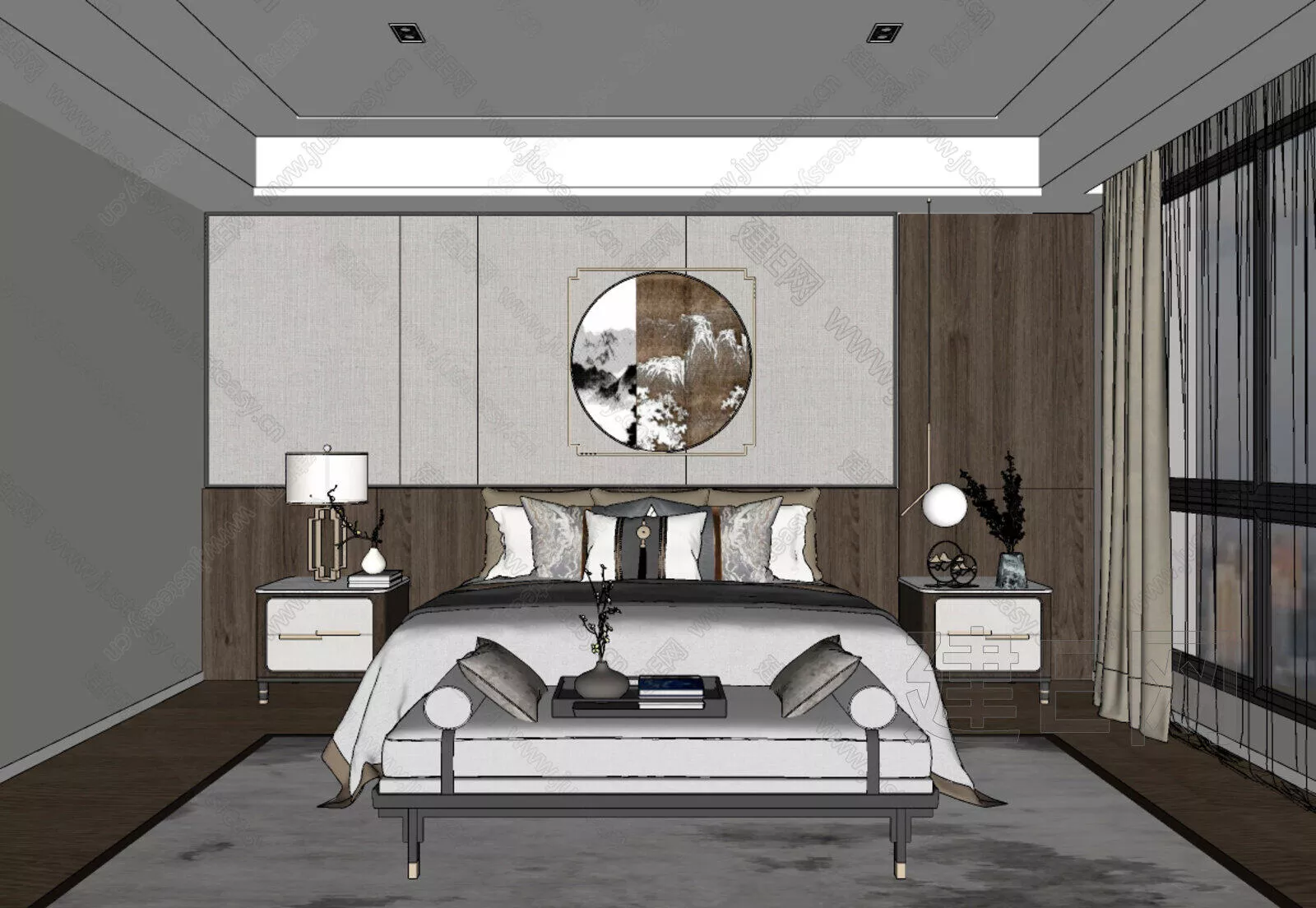 CHINESE BEDROOM - SKETCHUP 3D SCENE - ENSCAPE - 107038533