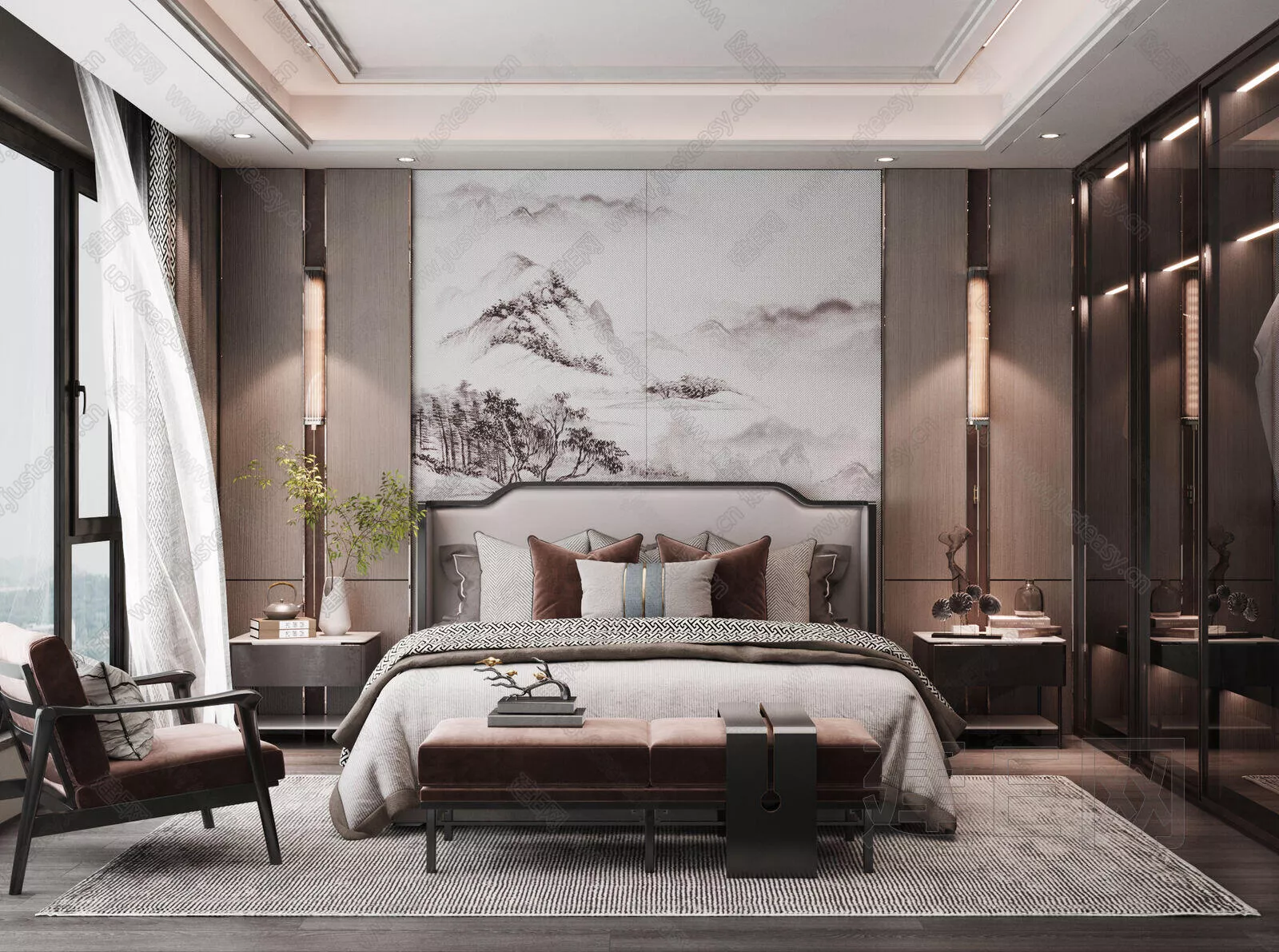 CHINESE BEDROOM - SKETCHUP 3D SCENE - VRAY - 100877451