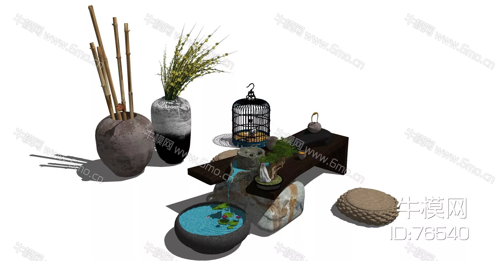 CHINESE COFFEE TABLE - SKETCHUP 3D MODEL - ENSCAPE - 76540