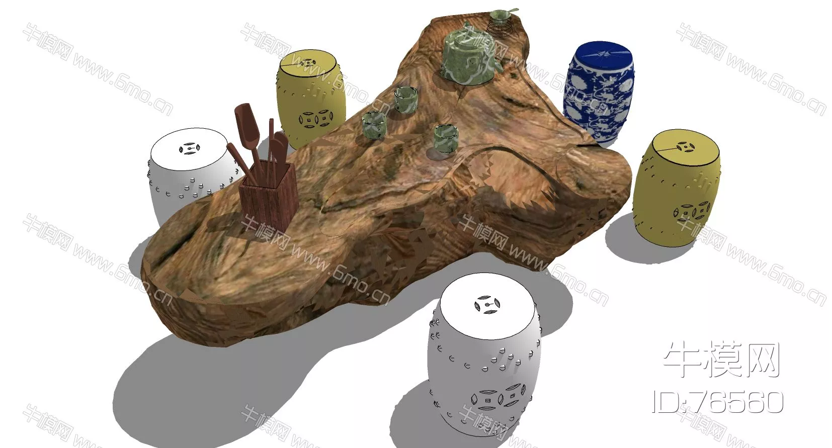 CHINESE COFFEE TABLE - SKETCHUP 3D MODEL - ENSCAPE - 76560