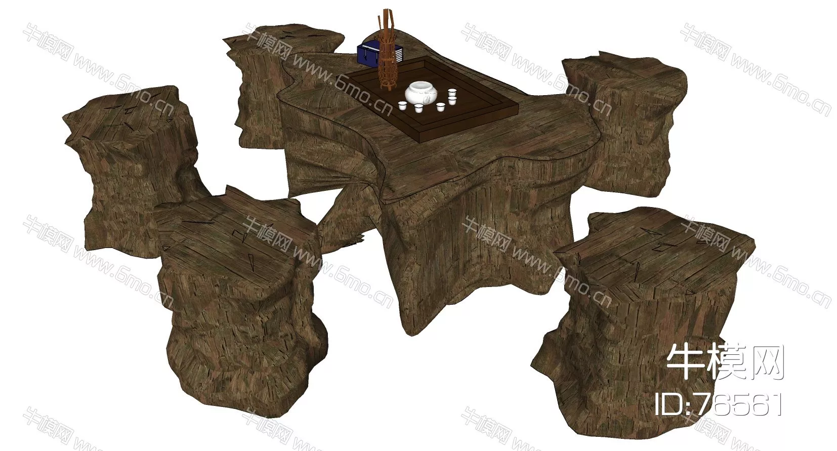 CHINESE COFFEE TABLE - SKETCHUP 3D MODEL - ENSCAPE - 76561