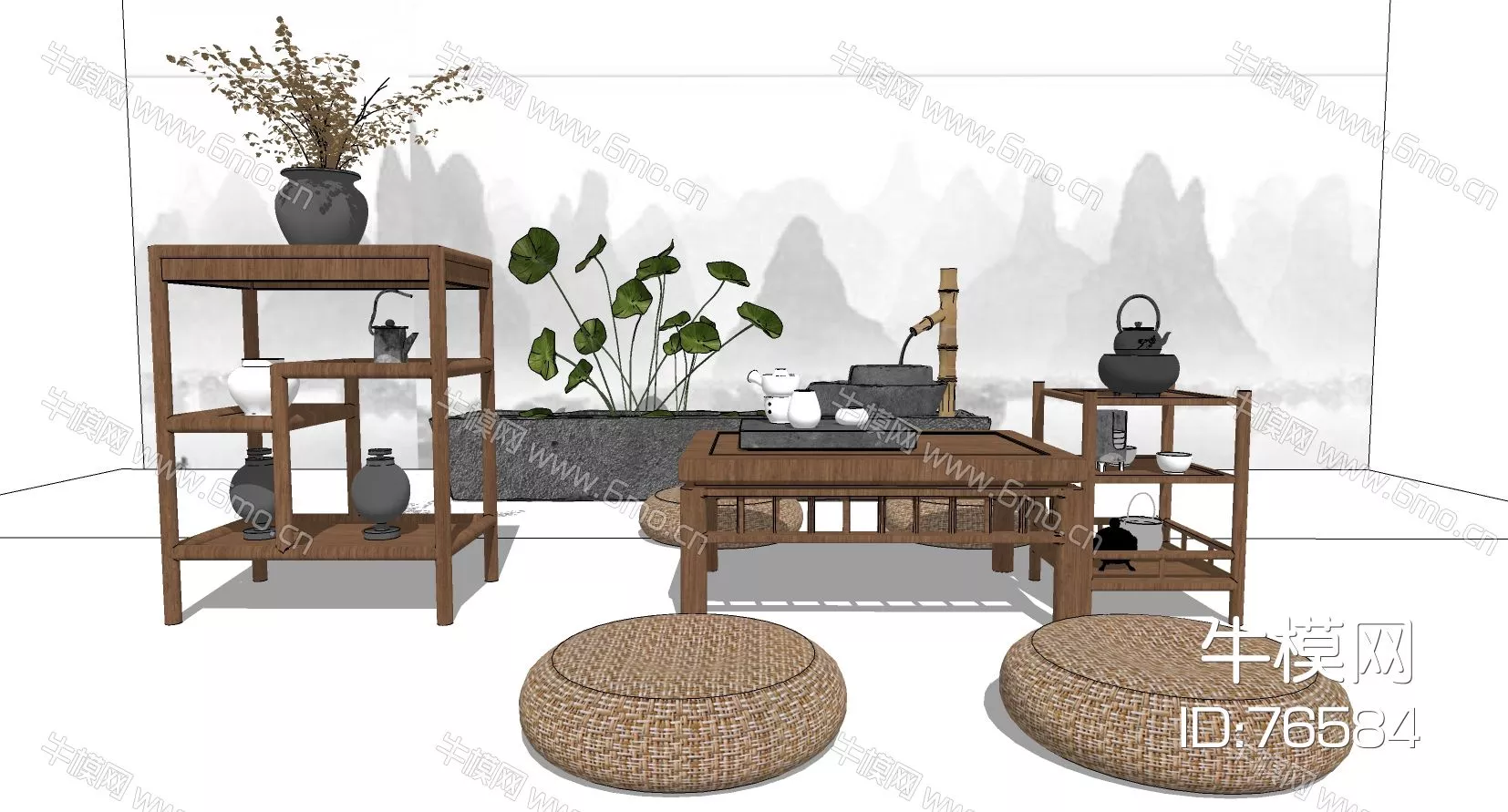CHINESE COFFEE TABLE - SKETCHUP 3D MODEL - ENSCAPE - 76584