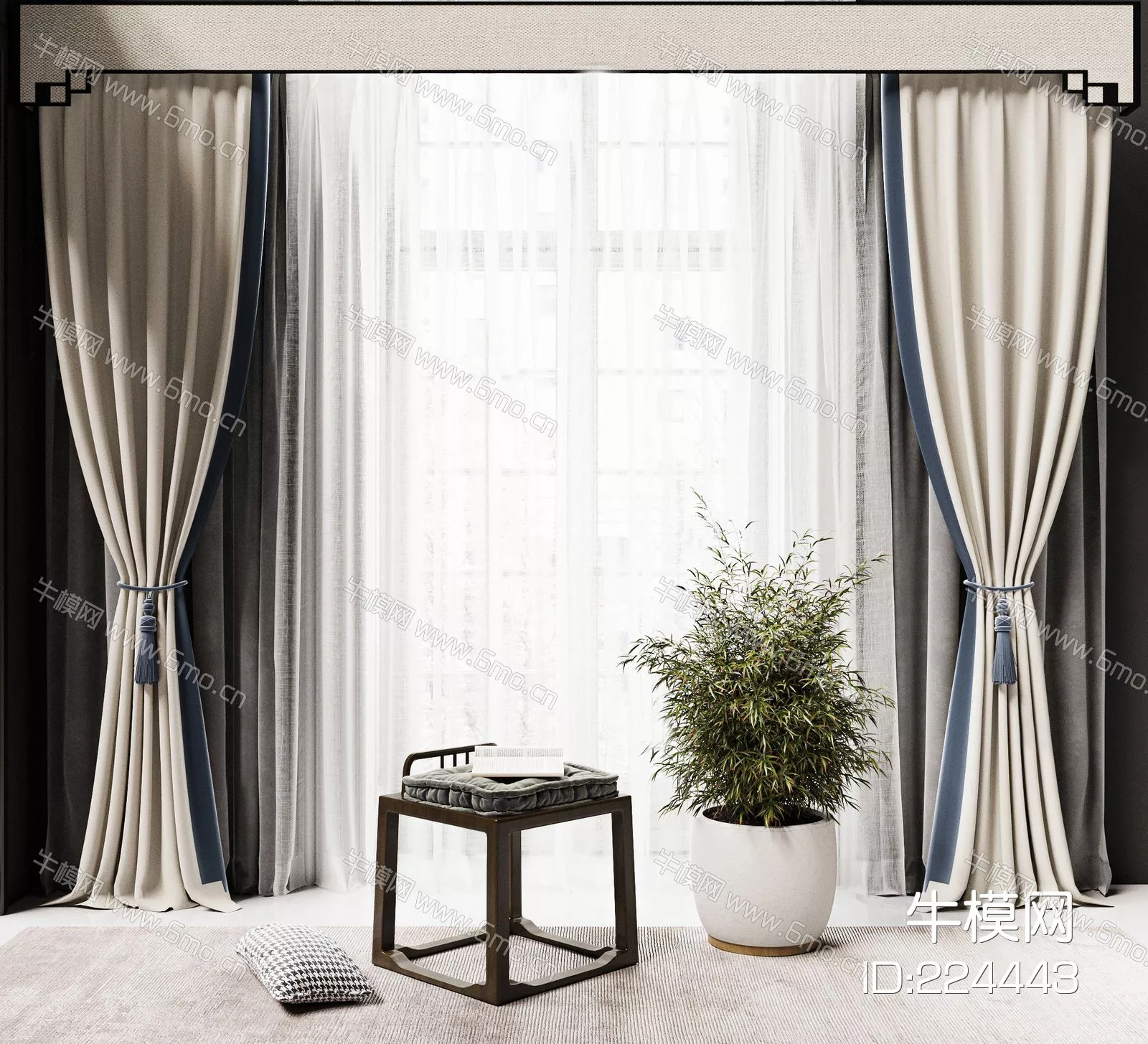 CHINESE CURTAIN - SKETCHUP 3D MODEL - ENSCAPE - 224443