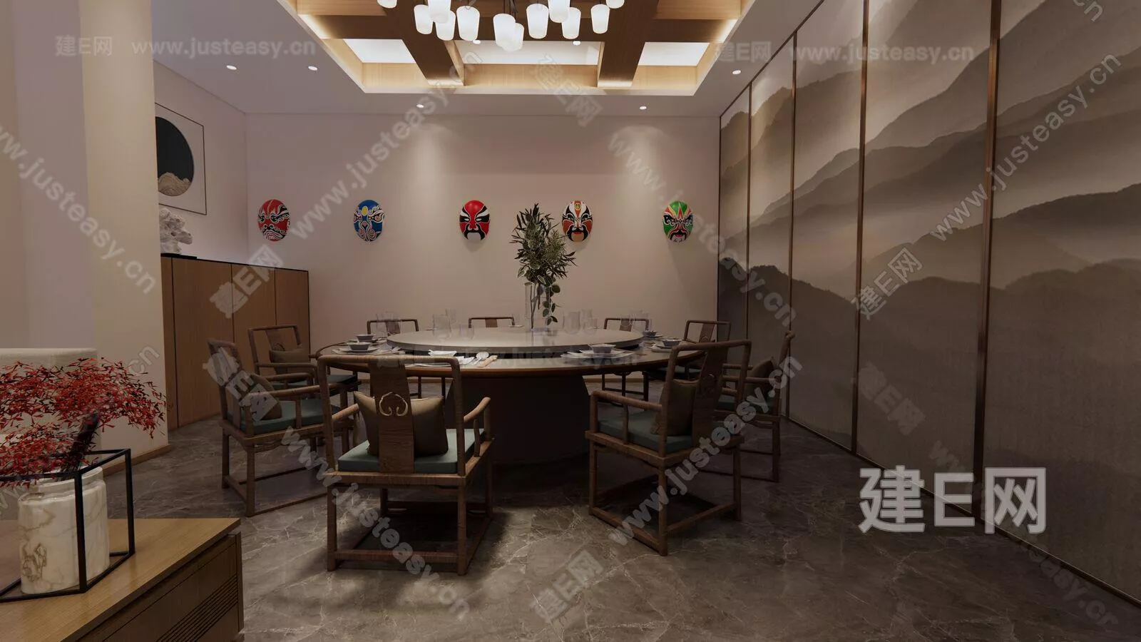 CHINESE DINING ROOM - SKETCHUP 3D SCENE - ENSCAPE - 100812040