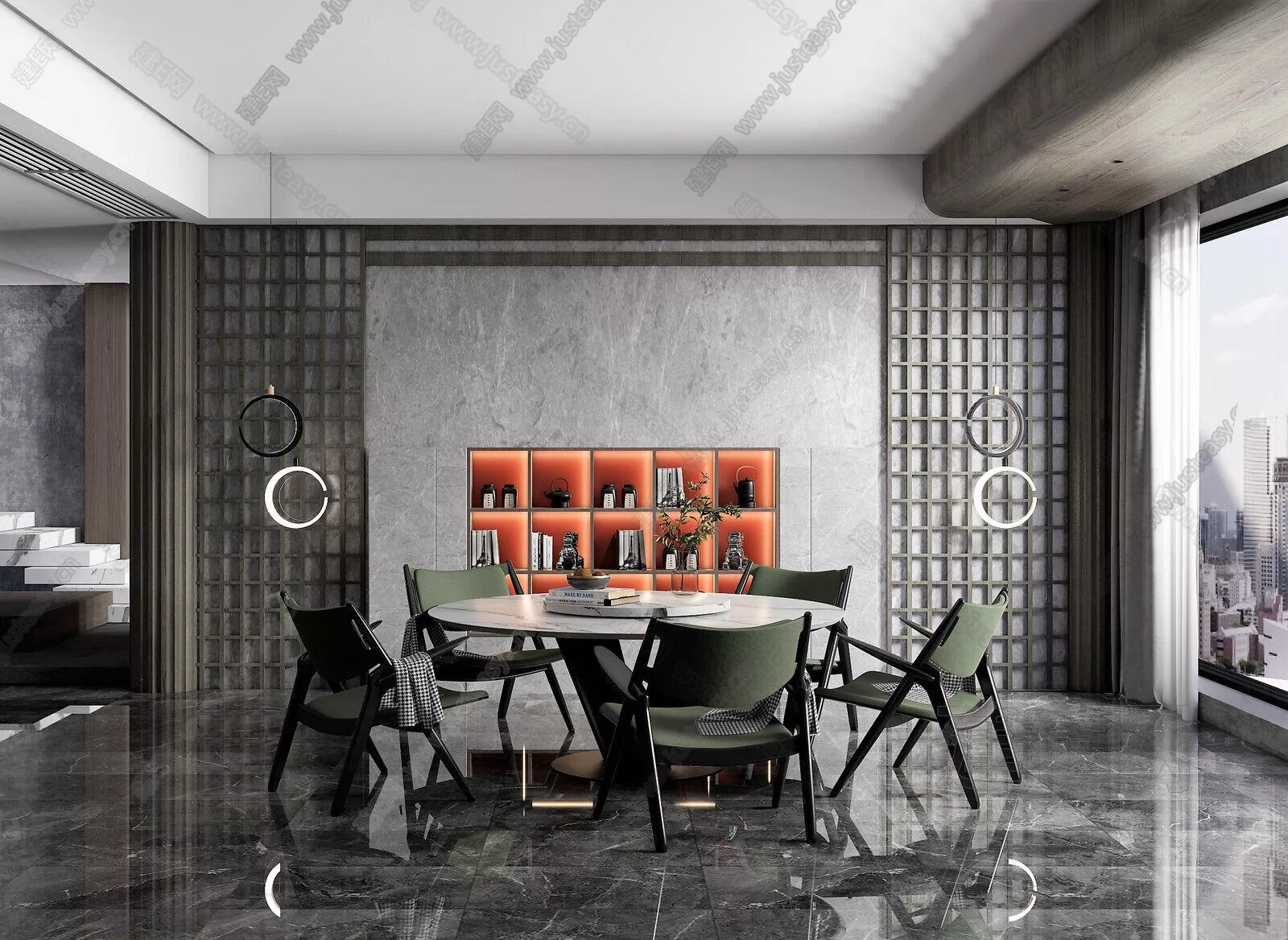 CHINESE DINING ROOM - SKETCHUP 3D SCENE - ENSCAPE - 105269405