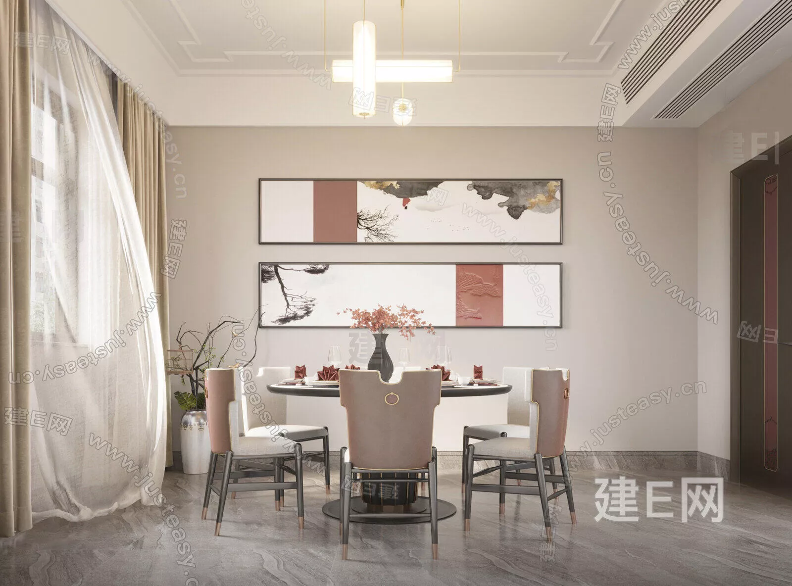 CHINESE DINING ROOM - SKETCHUP 3D SCENE - ENSCAPE - 105926079