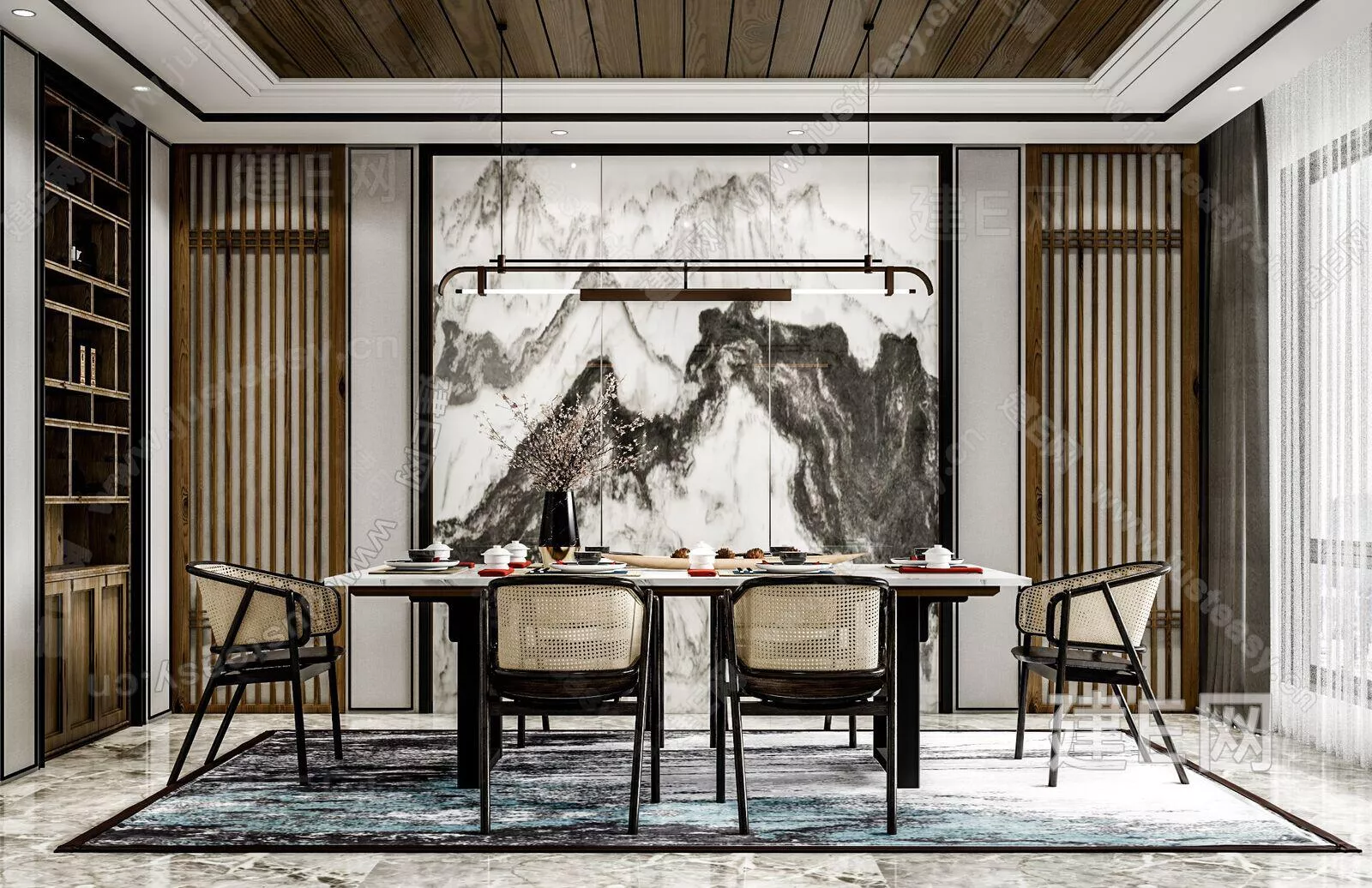 CHINESE DINING ROOM - SKETCHUP 3D SCENE - ENSCAPE - 106579334