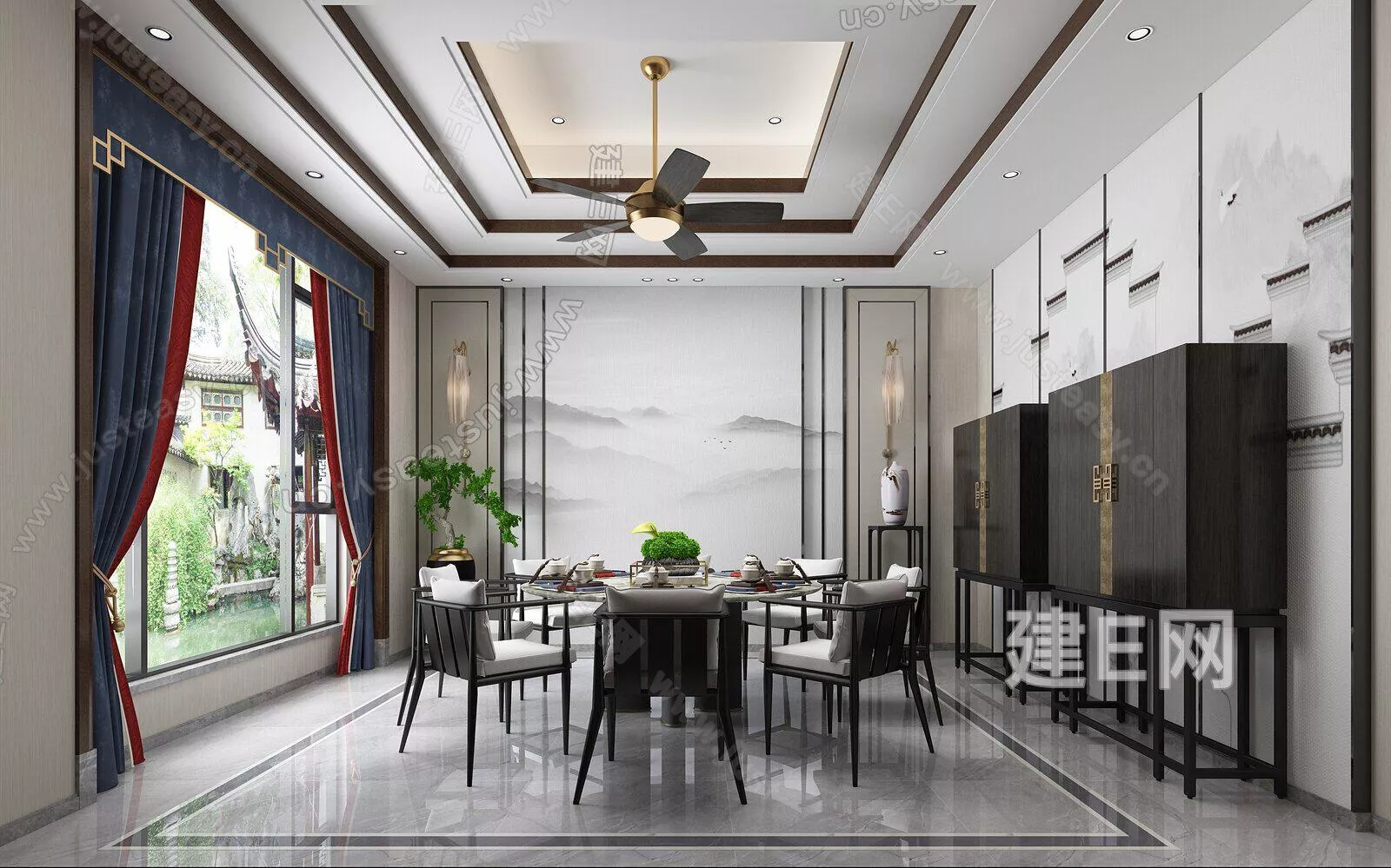 CHINESE DINING ROOM - SKETCHUP 3D SCENE - ENSCAPE - 110644641