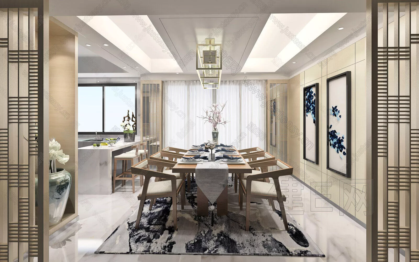 CHINESE DINING ROOM - SKETCHUP 3D SCENE - ENSCAPE - 112938388