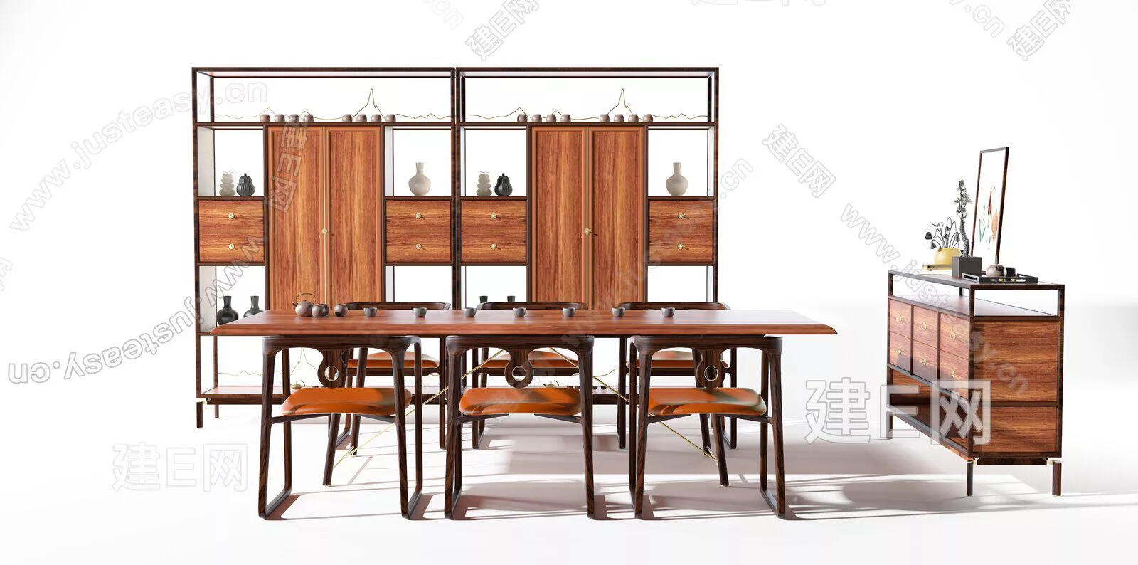 CHINESE DINING TABLE SET - SKETCHUP 3D MODEL - ENSCAPE - 111627706