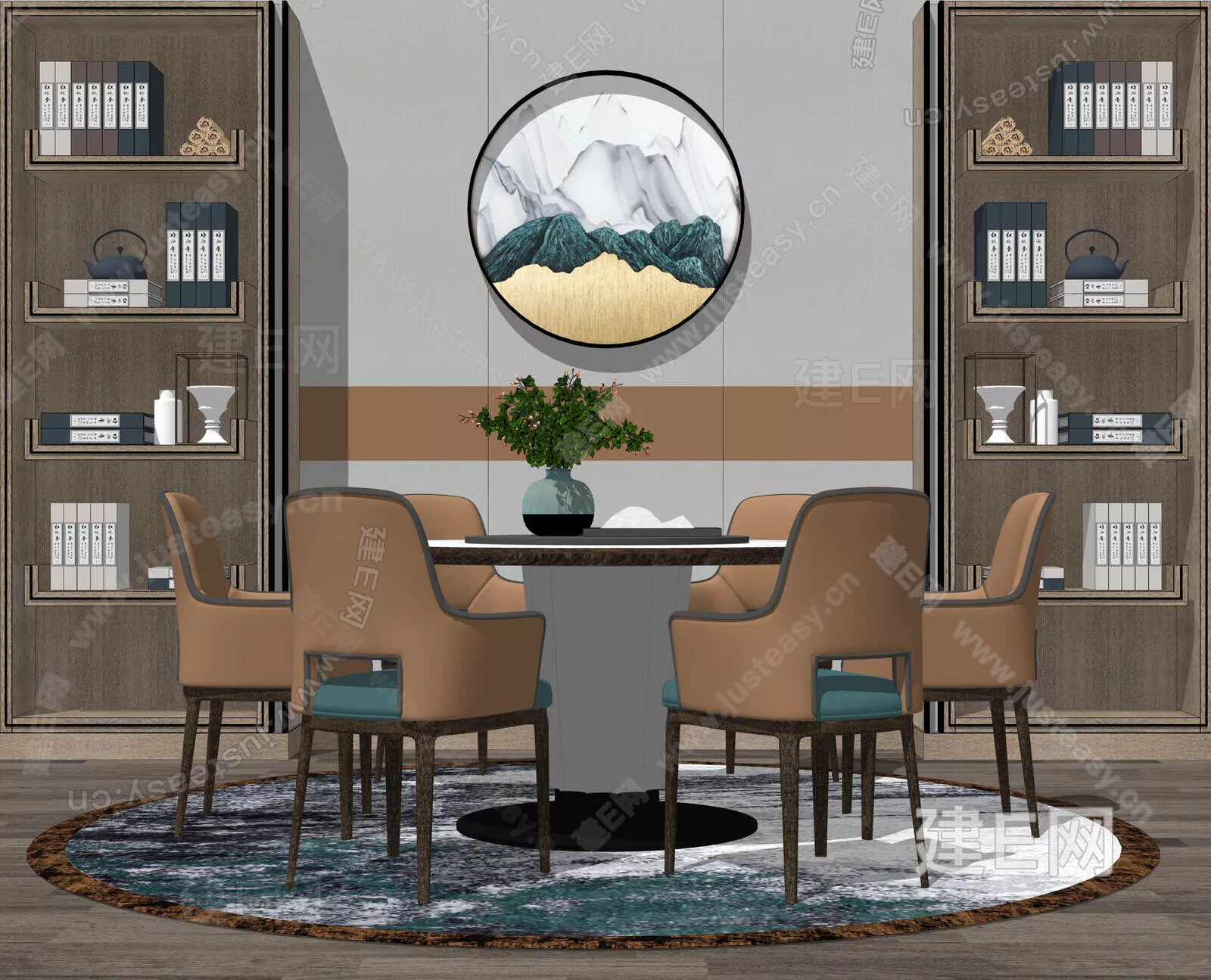 CHINESE DINING TABLE SET - SKETCHUP 3D MODEL - ENSCAPE - 111755644