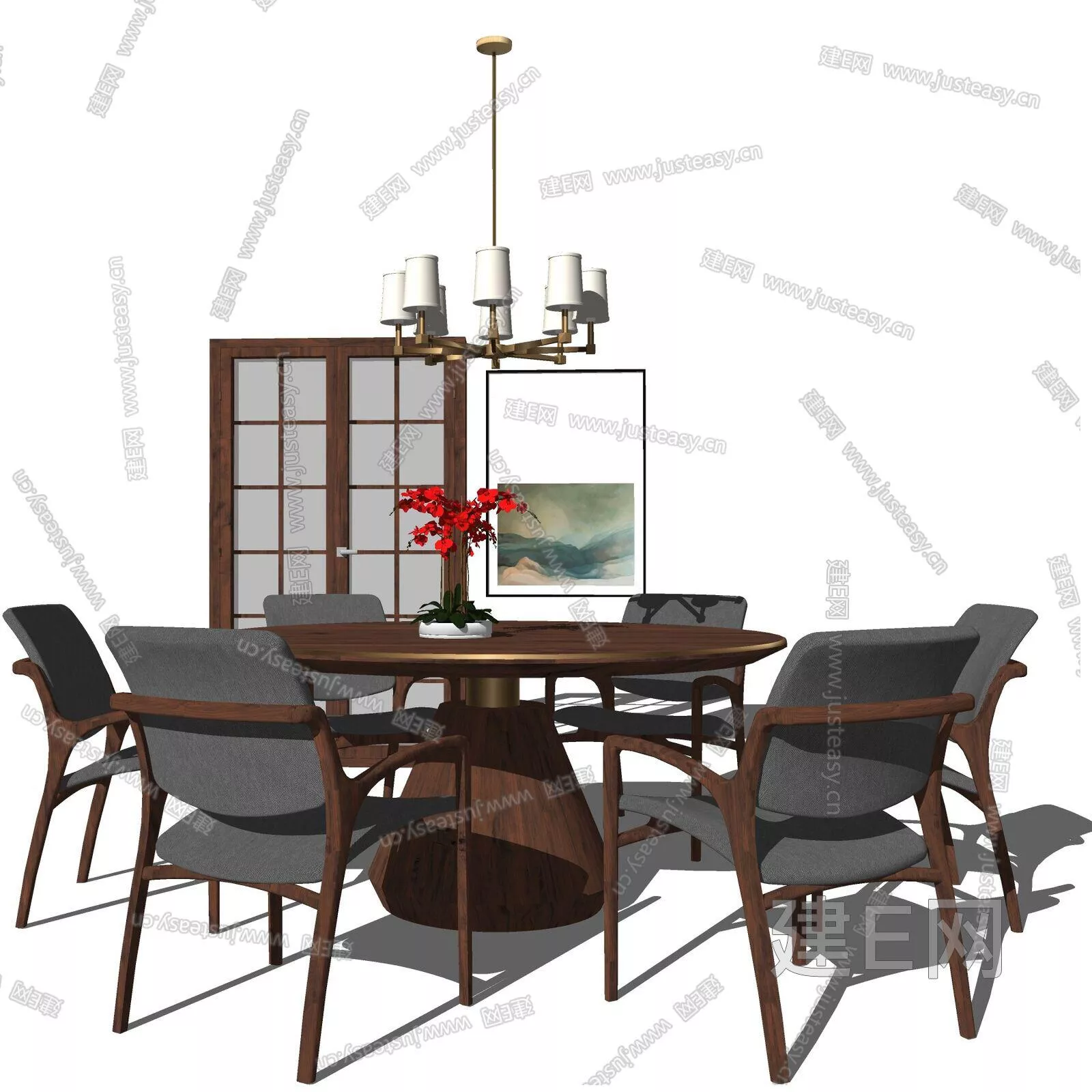 CHINESE DINING TABLE SET - SKETCHUP 3D MODEL - ENSCAPE - 112804305