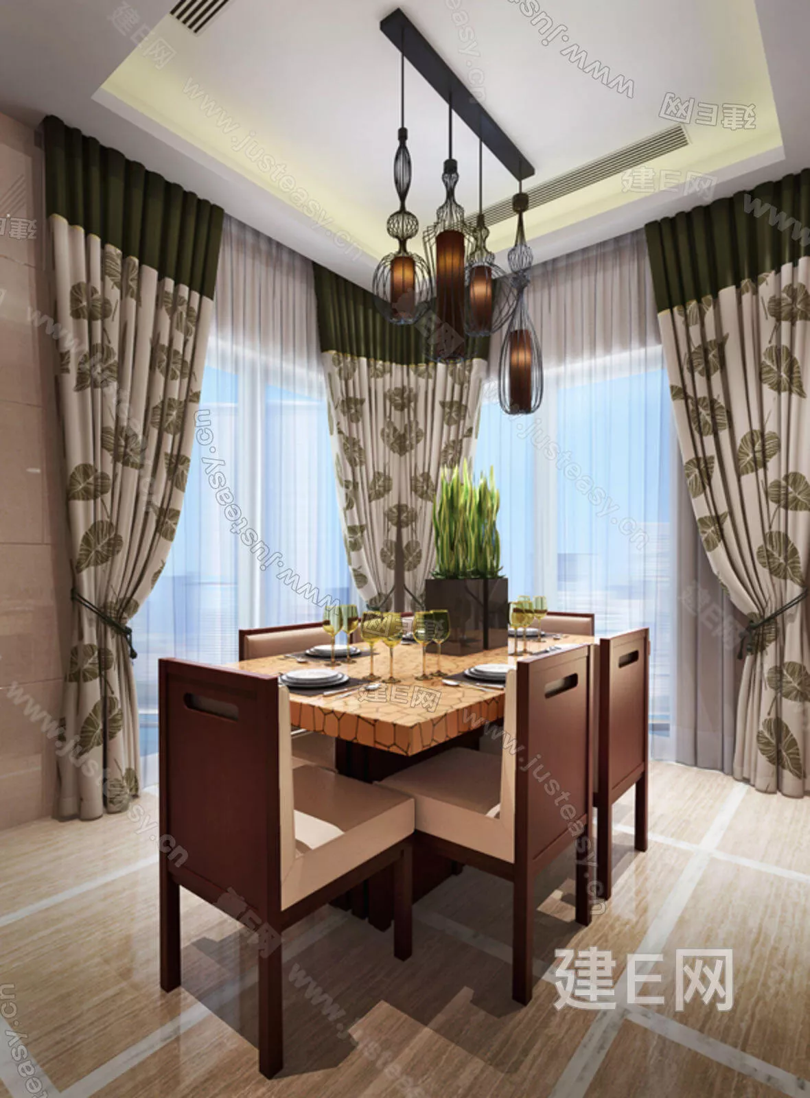 CHINESE DINING TABLE SET - SKETCHUP 3D MODEL - ENSCAPE - 112872810