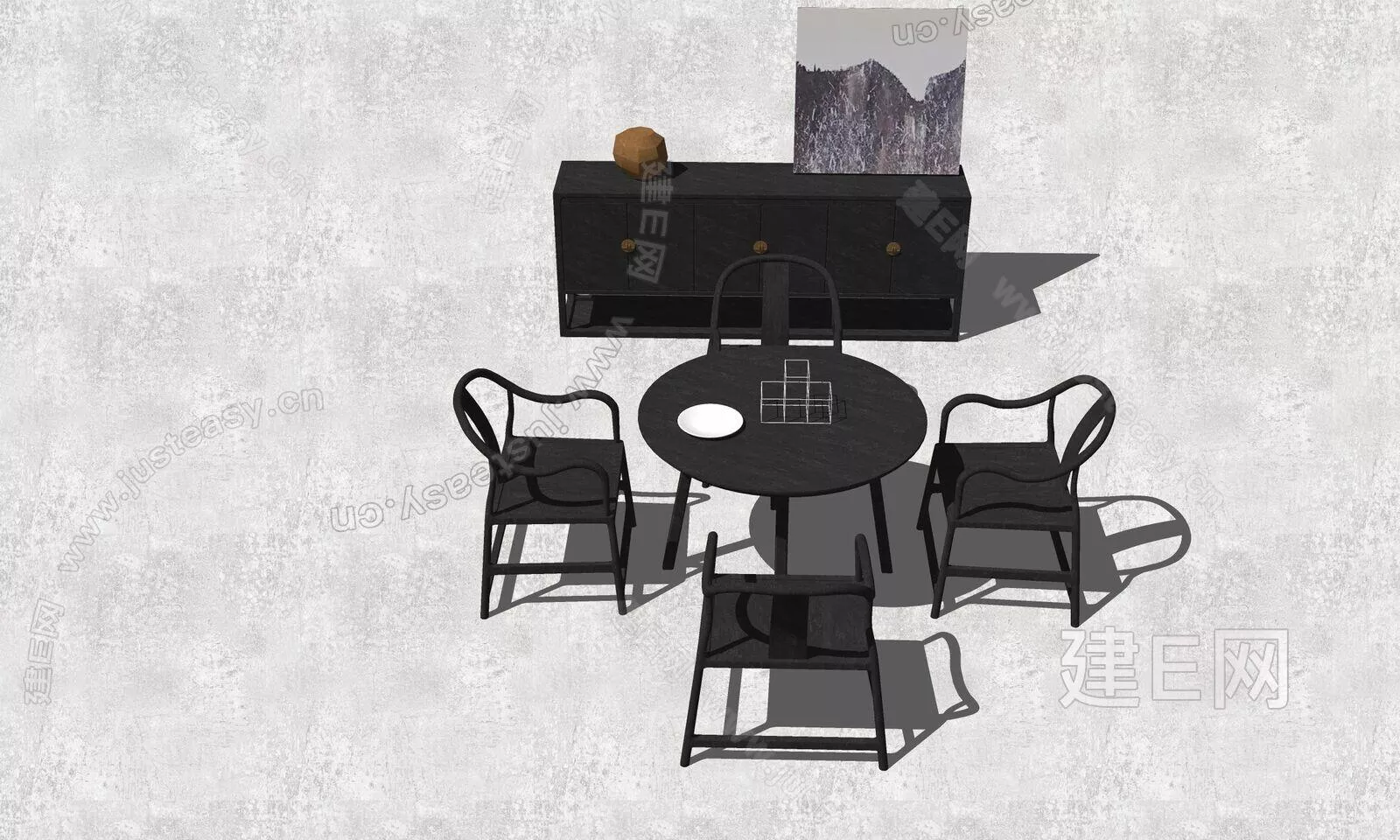 CHINESE DINING TABLE SET - SKETCHUP 3D MODEL - ENSCAPE - 113000885