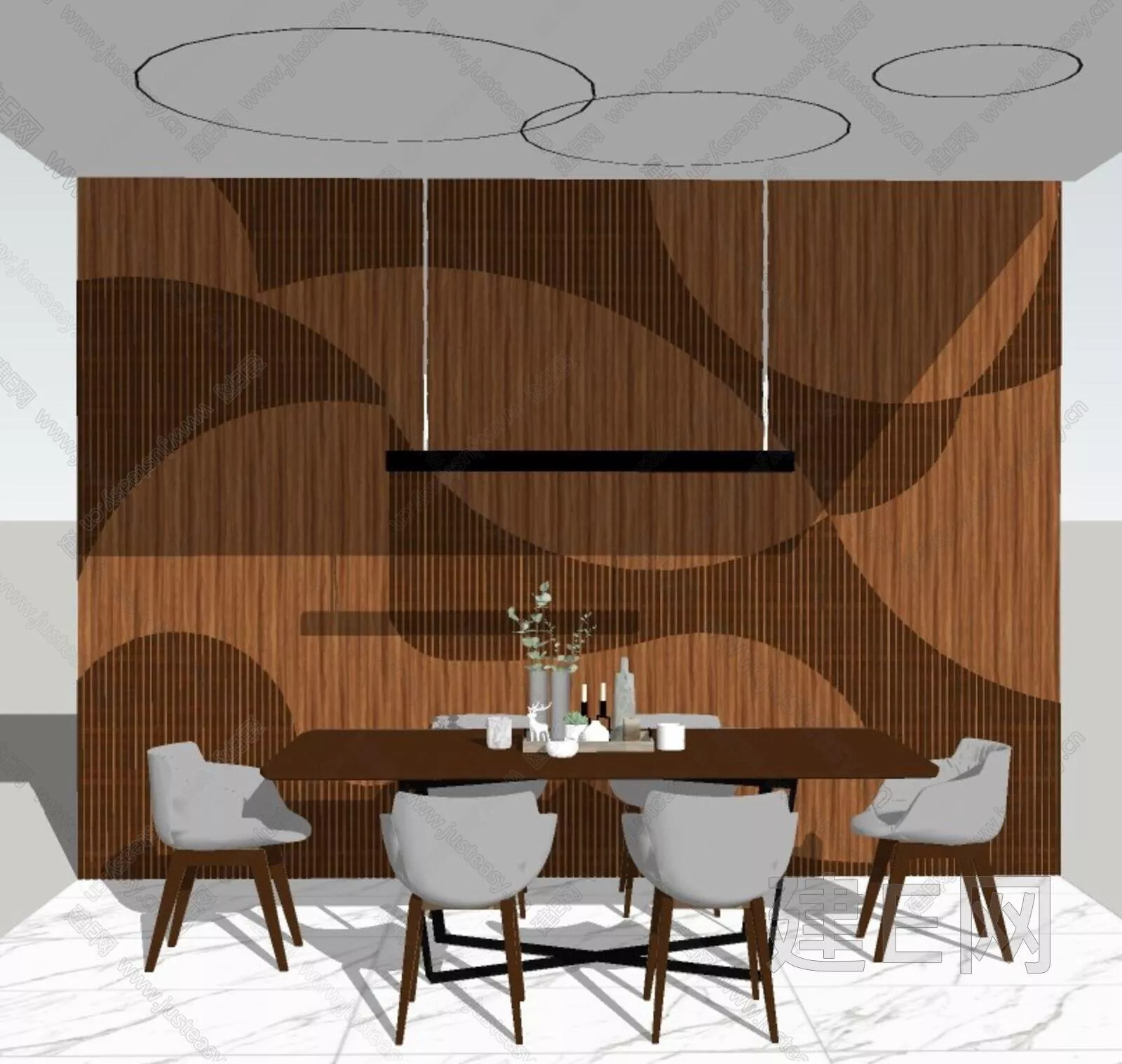 CHINESE DINING TABLE SET - SKETCHUP 3D MODEL - ENSCAPE - 113197324