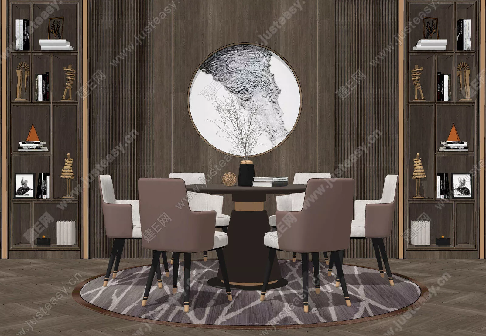 CHINESE DINING TABLE SET - SKETCHUP 3D MODEL - ENSCAPE - 113197374