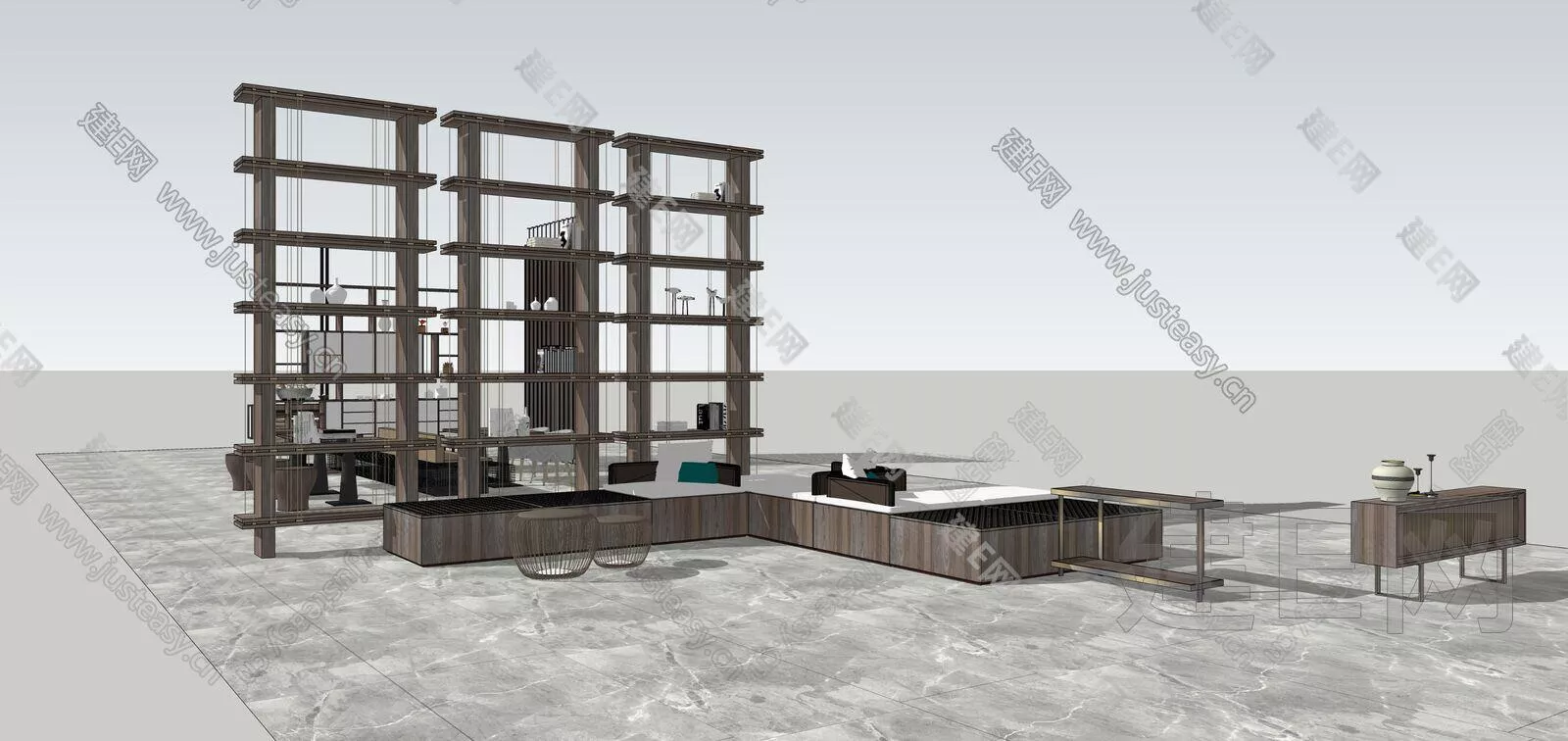 CHINESE DINING TABLE SET - SKETCHUP 3D MODEL - ENSCAPE - 113197442