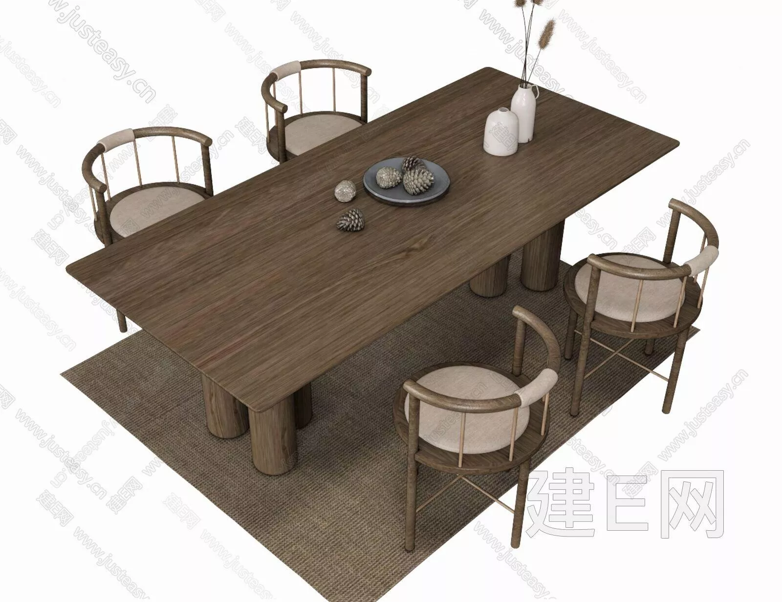 CHINESE DINING TABLE SET - SKETCHUP 3D MODEL - ENSCAPE - 115688792