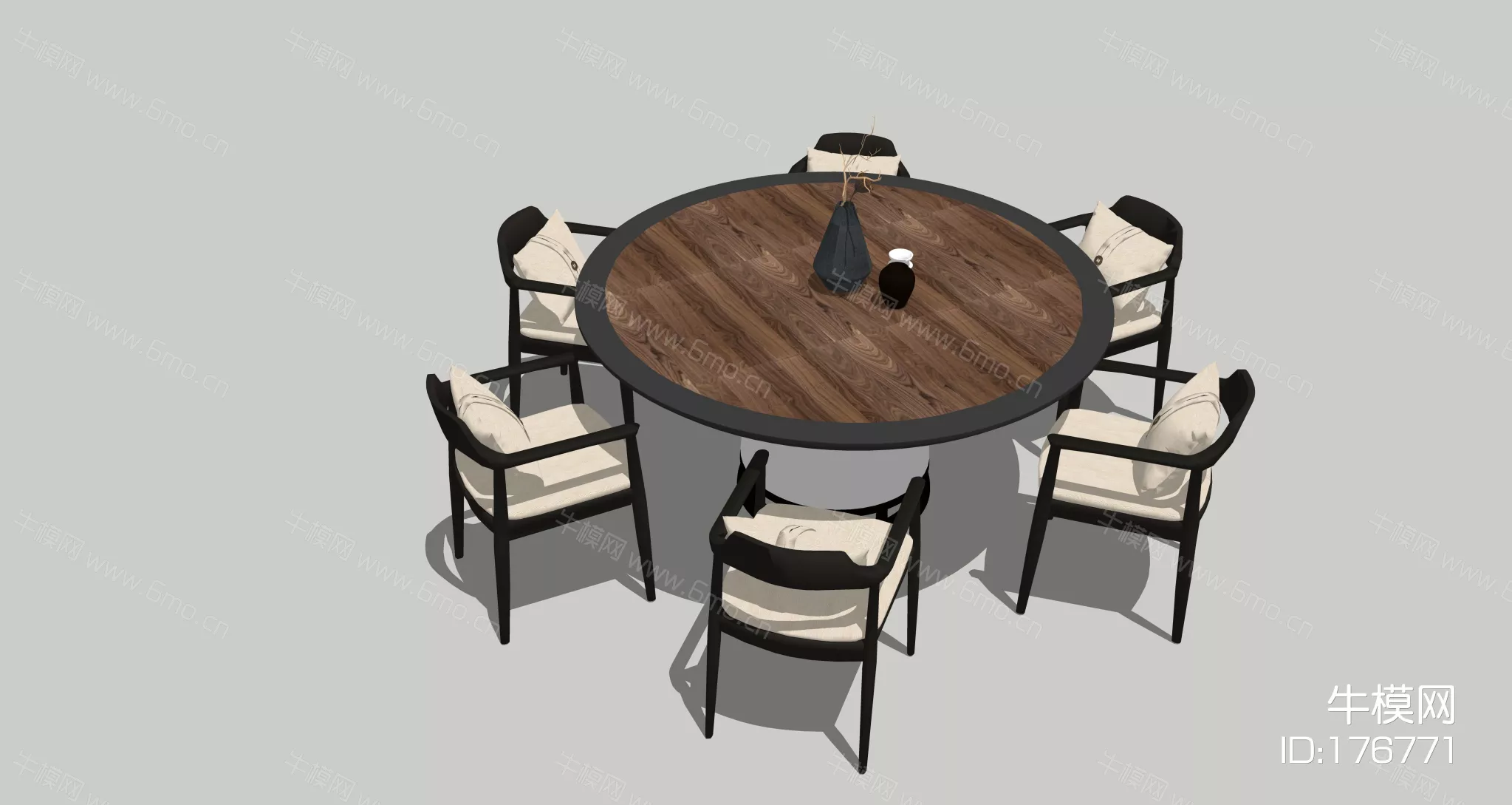 CHINESE DINING TABLE SET - SKETCHUP 3D MODEL - ENSCAPE - 176771