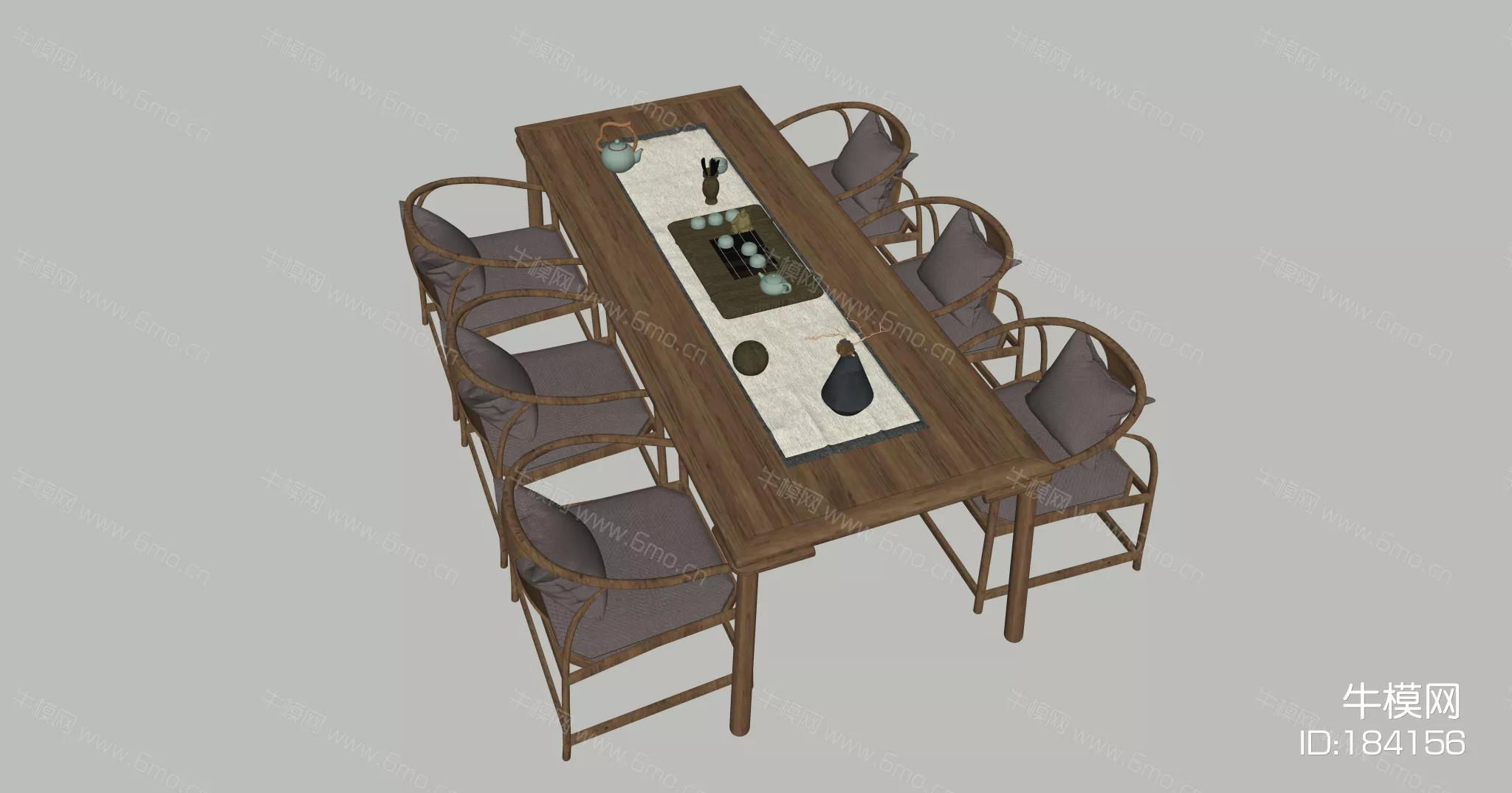 CHINESE DINING TABLE SET - SKETCHUP 3D MODEL - ENSCAPE - 184156