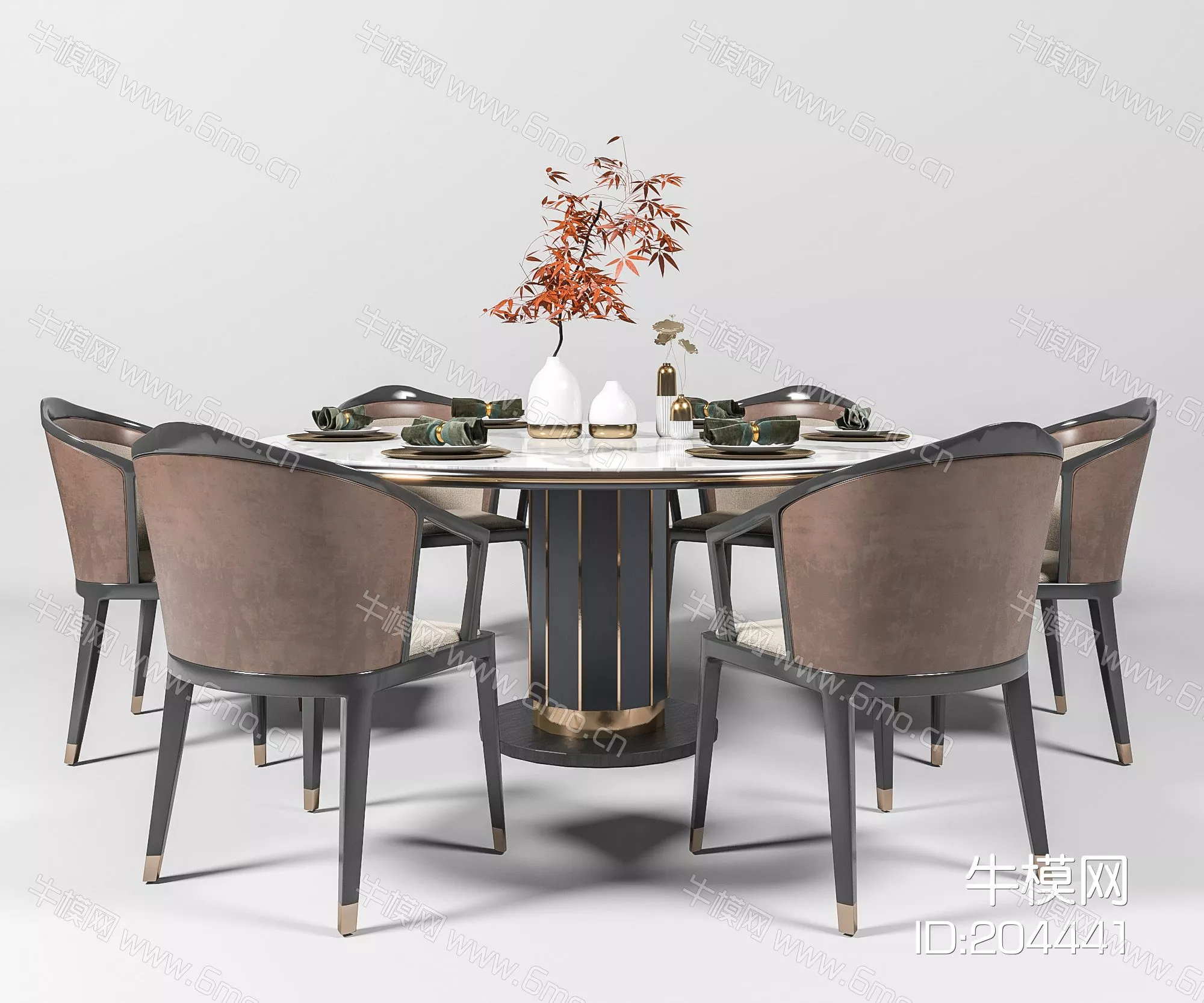 CHINESE DINING TABLE SET - SKETCHUP 3D MODEL - ENSCAPE - 204441