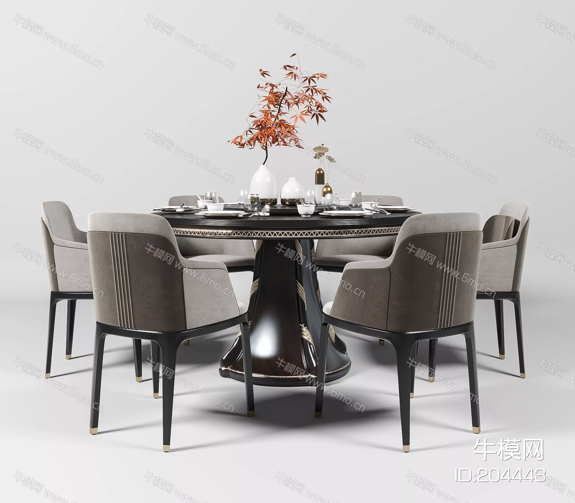 CHINESE DINING TABLE SET - SKETCHUP 3D MODEL - ENSCAPE - 204443