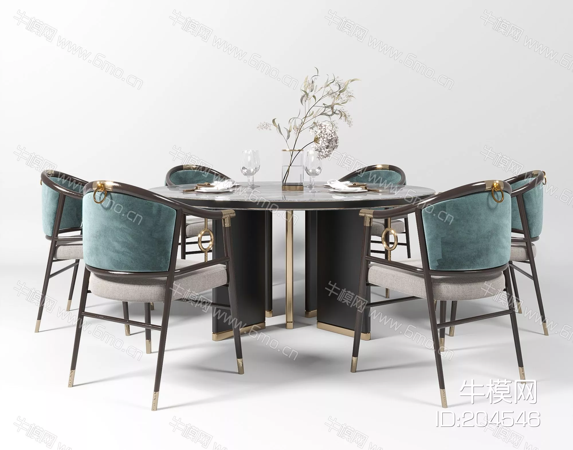 CHINESE DINING TABLE SET - SKETCHUP 3D MODEL - ENSCAPE - 204546