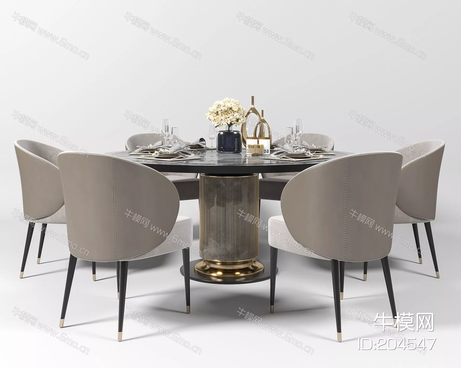 CHINESE DINING TABLE SET - SKETCHUP 3D MODEL - ENSCAPE - 204547